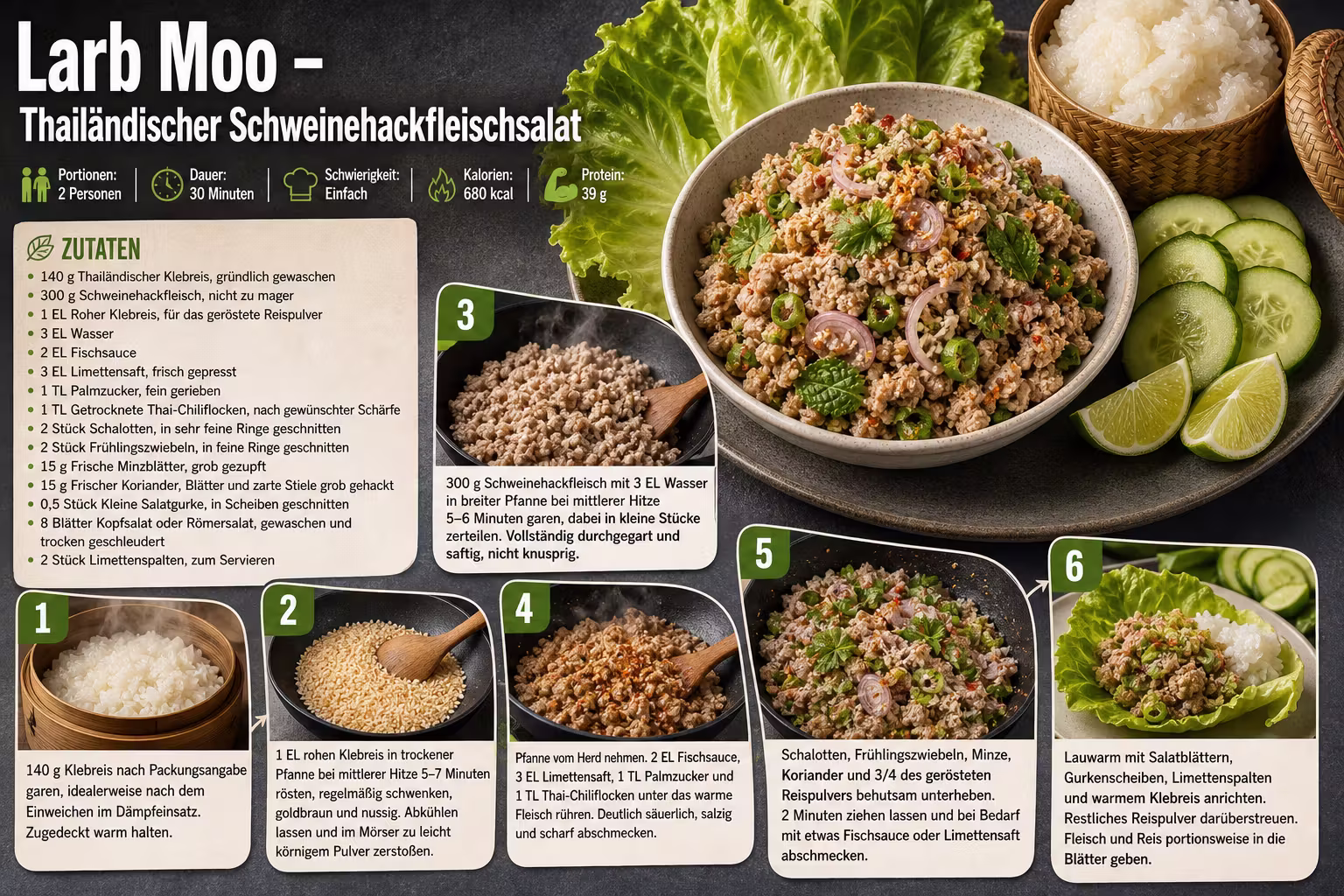Rezept: Larb Moo – Thailändischer Schweinehackfleischsalat