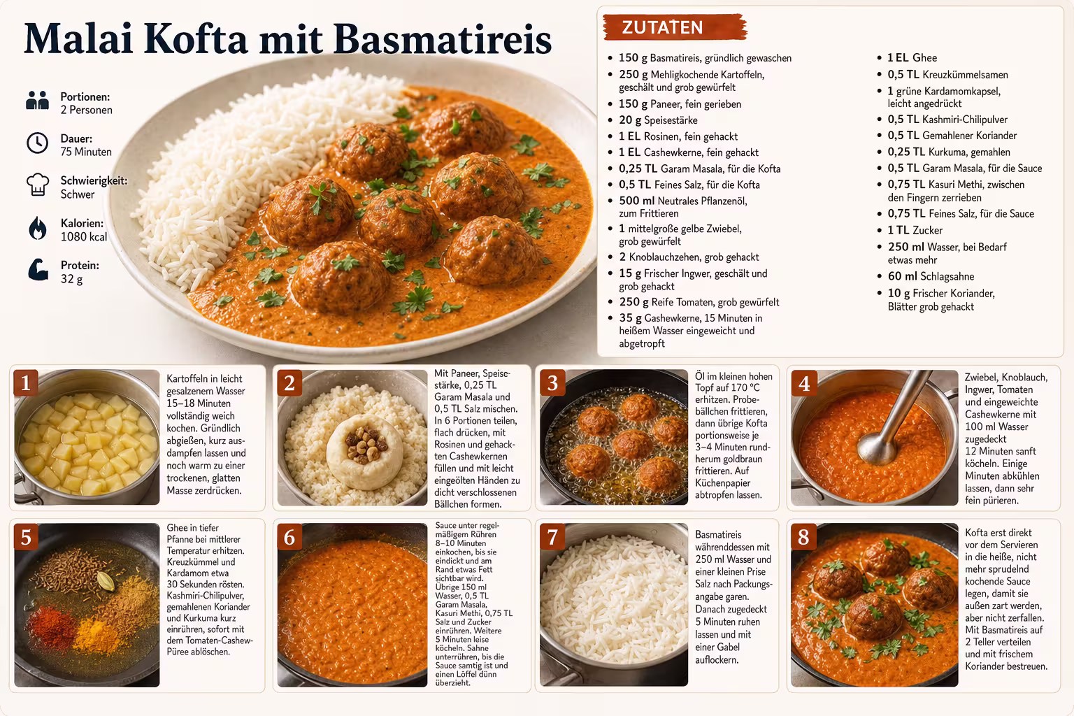 Rezept: Malai Kofta mit Basmatireis