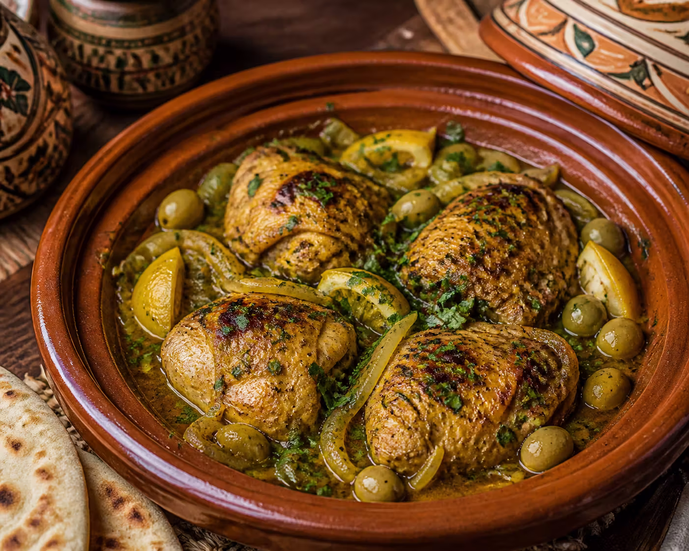 Marokkanische Hähnchen-Tajine mit Salzzitrone und Oliven