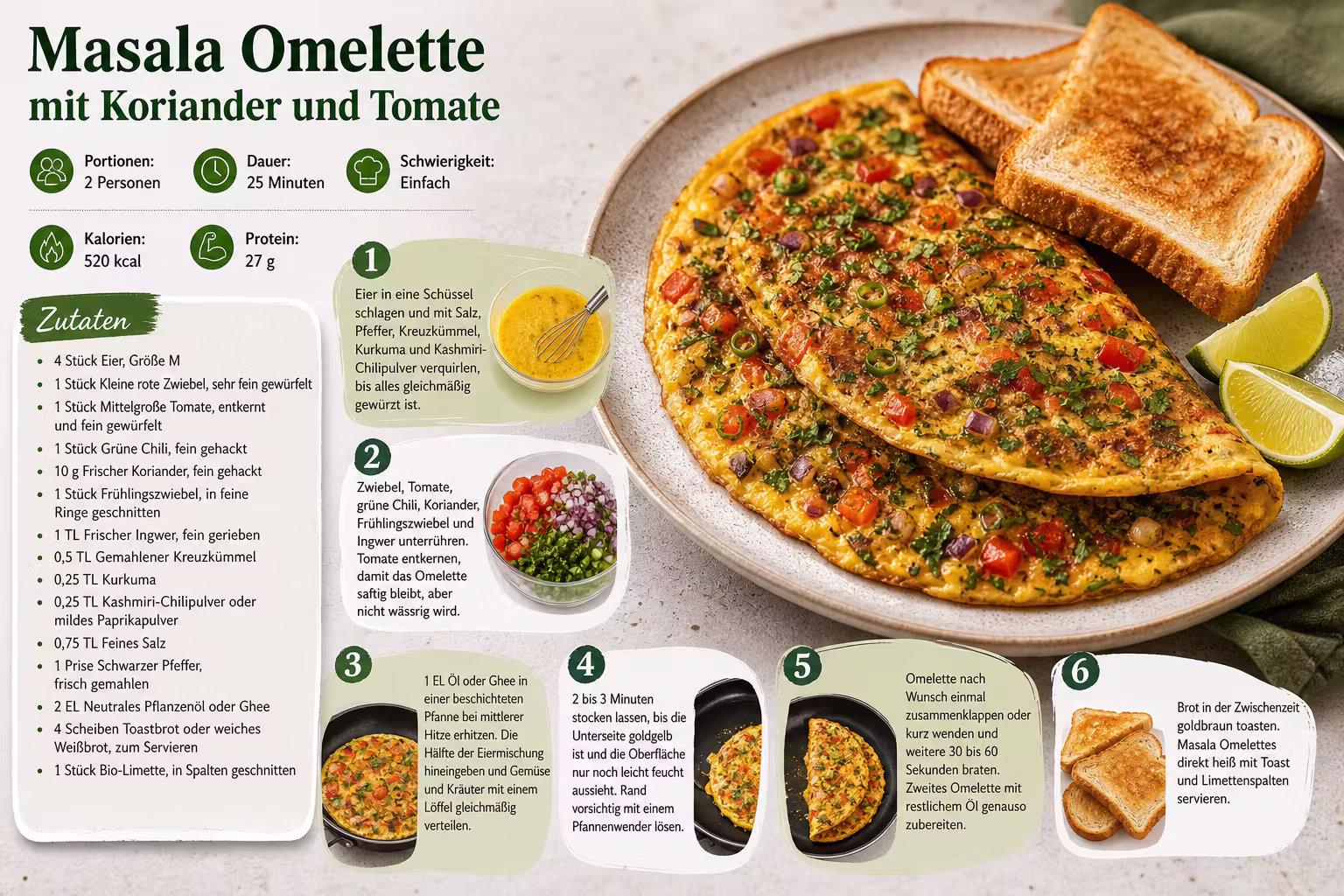 Rezept: Masala Omelette mit Koriander und Tomate