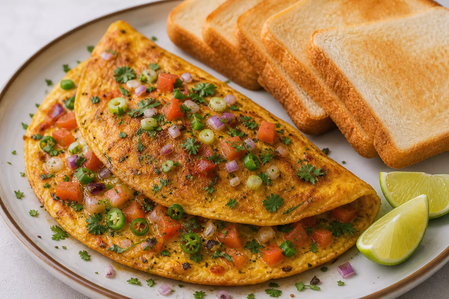 Masala Omelette mit Koriander und Tomate