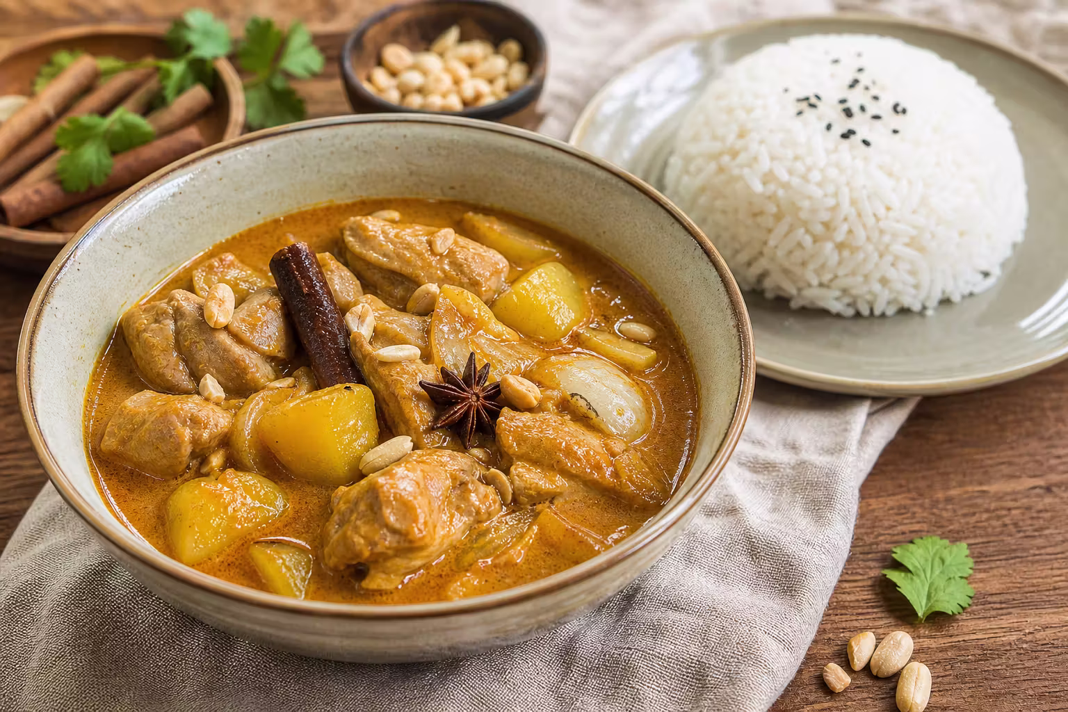 Massaman Curry mit Hähnchen und Kartoffeln