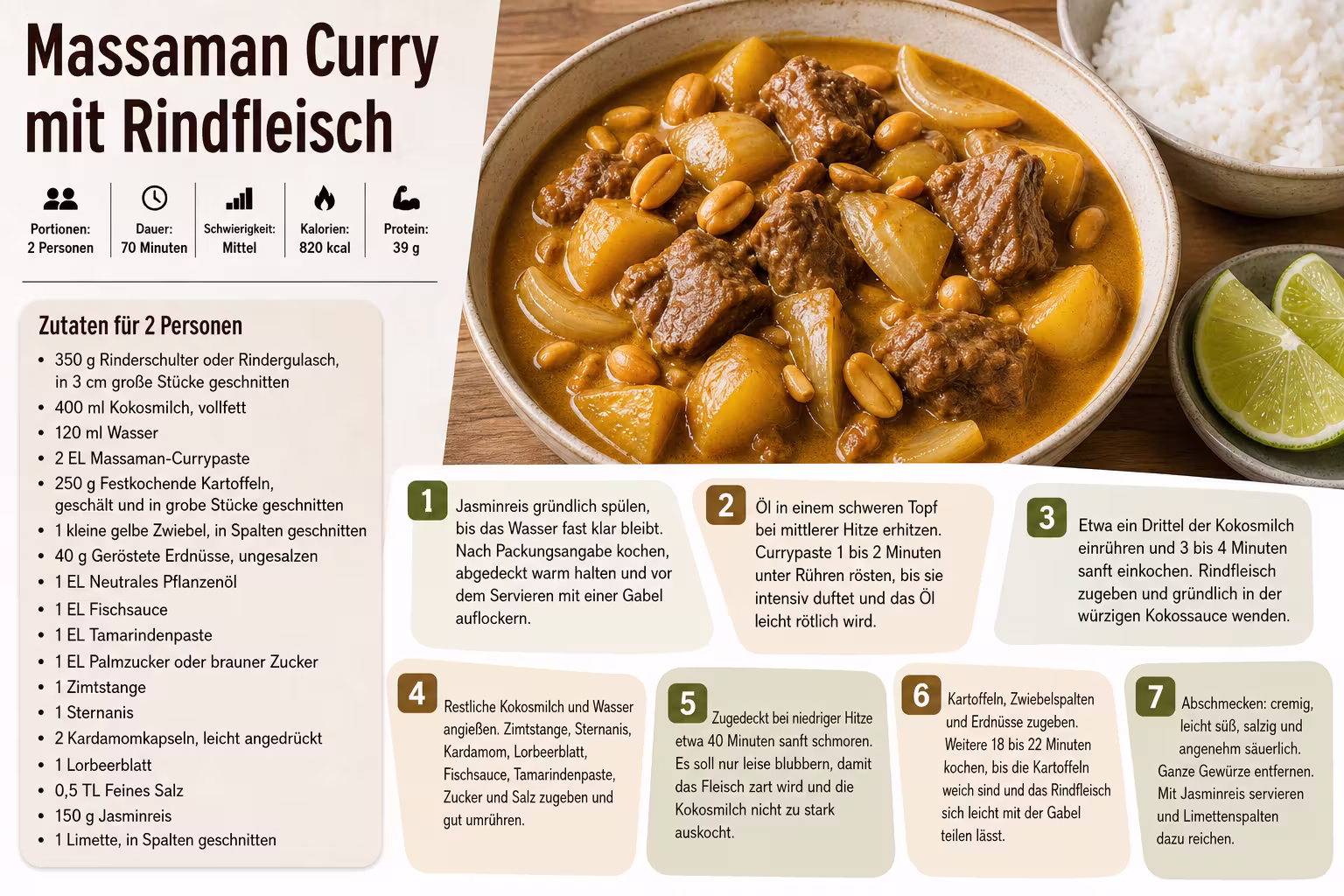 Rezept: Massaman Curry mit Rindfleisch
