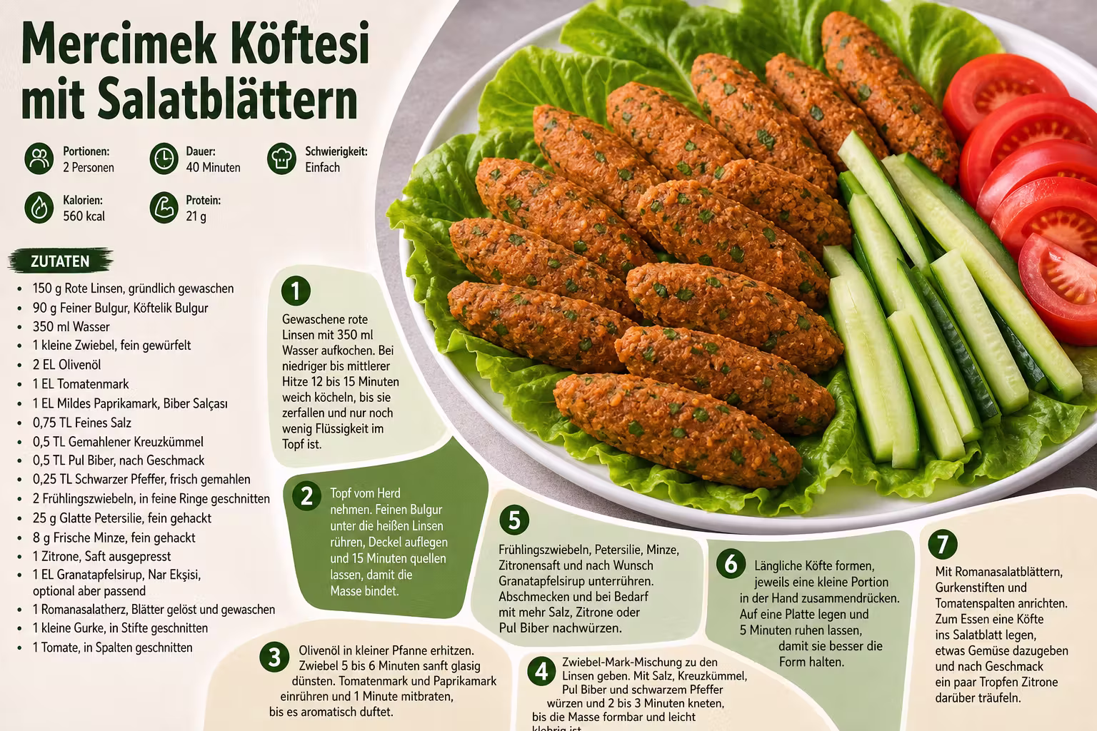 Rezept: Mercimek Köftesi mit Salatblättern