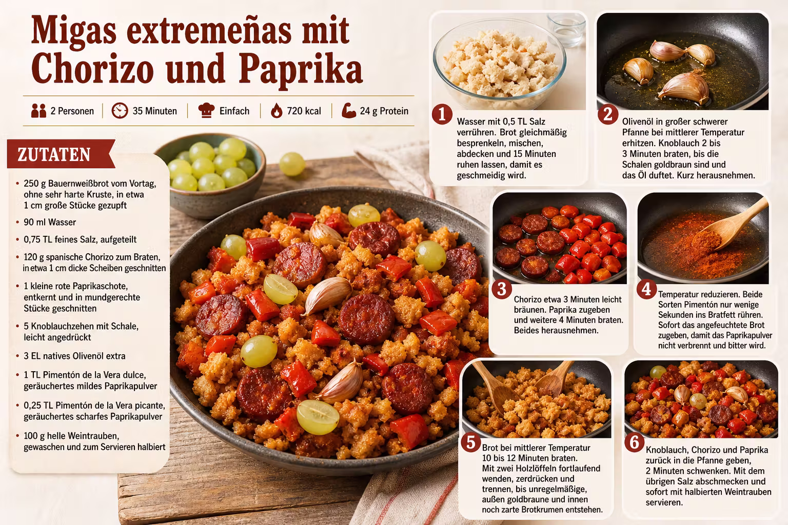 Rezept: Migas extremeñas mit Chorizo und Paprika