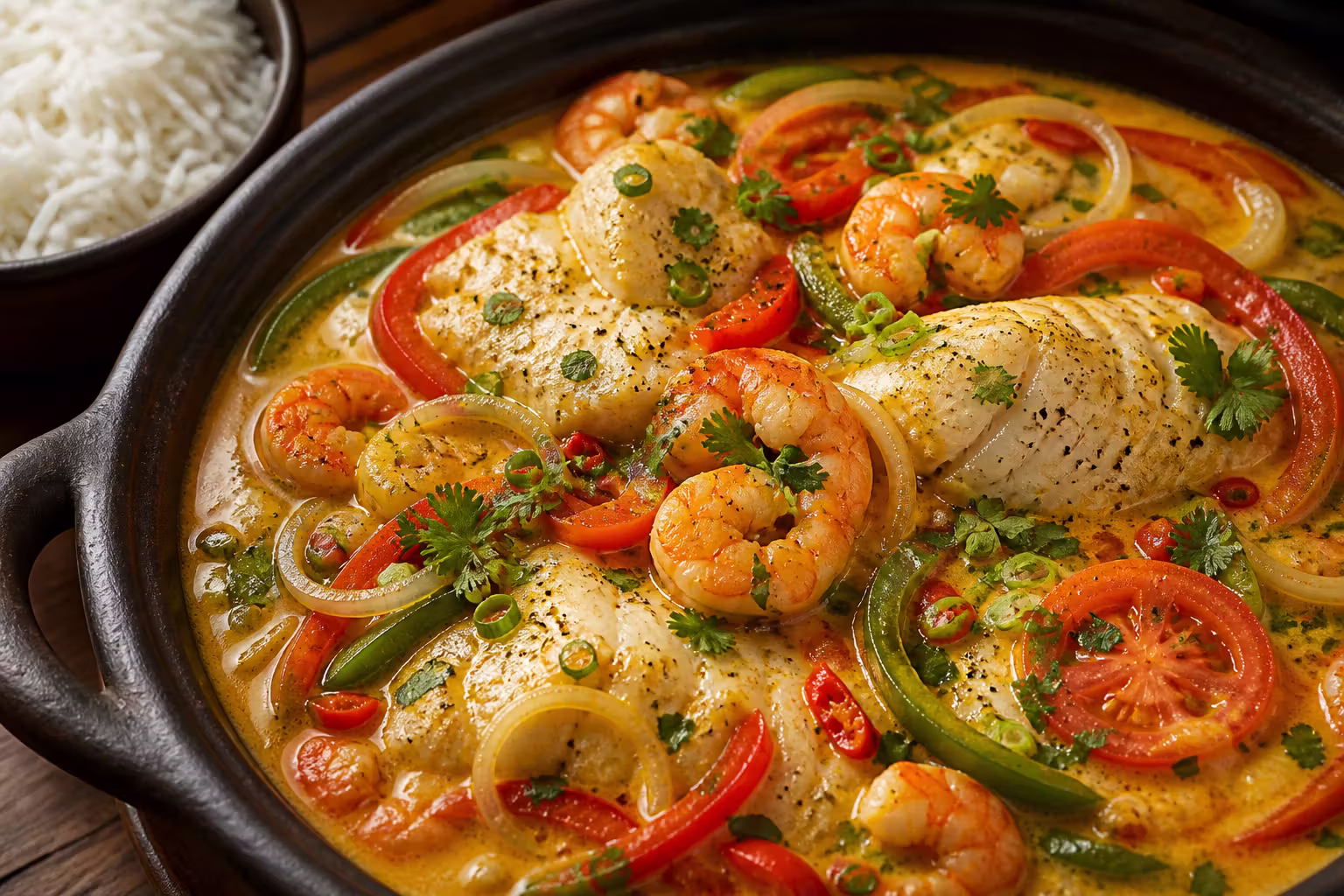 Moqueca Baiana mit Fisch und Garnelen