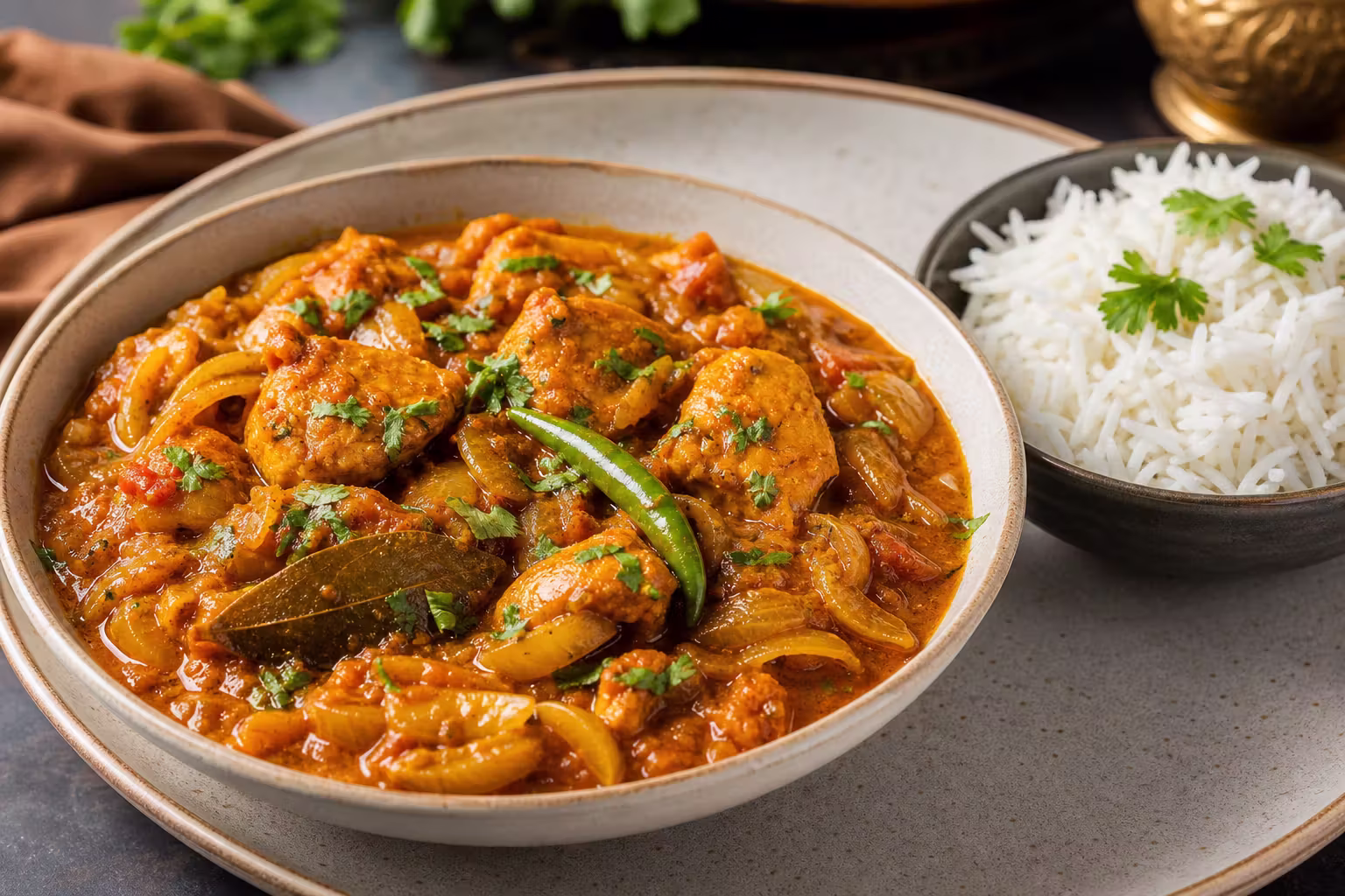 Murgh Do Pyaza mit Basmatireis