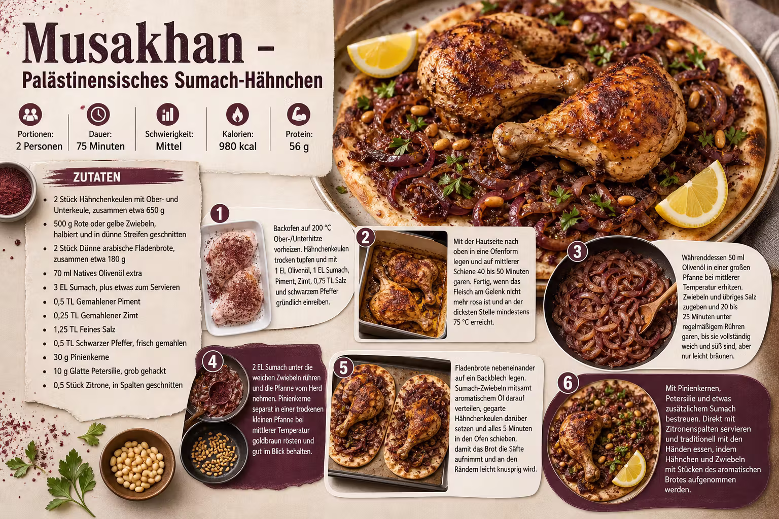 Rezept: Musakhan – Palästinensisches Sumach-Hähnchen