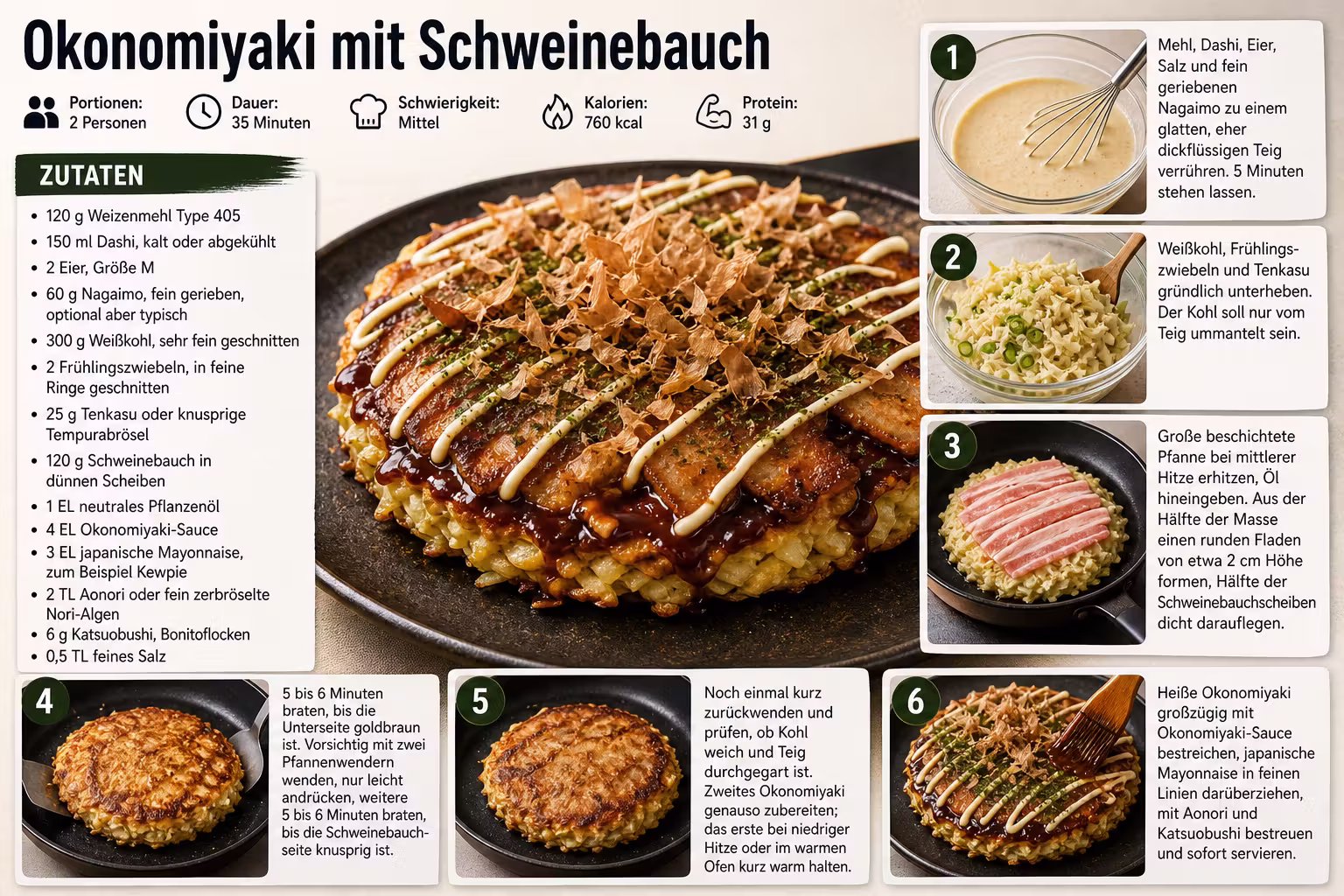 Rezept: Okonomiyaki mit Schweinebauch