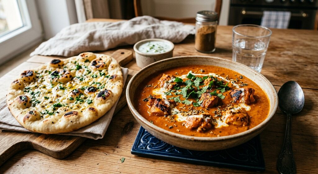 Rezeptbild: Chicken Tikka Masala mit Naan Brot
