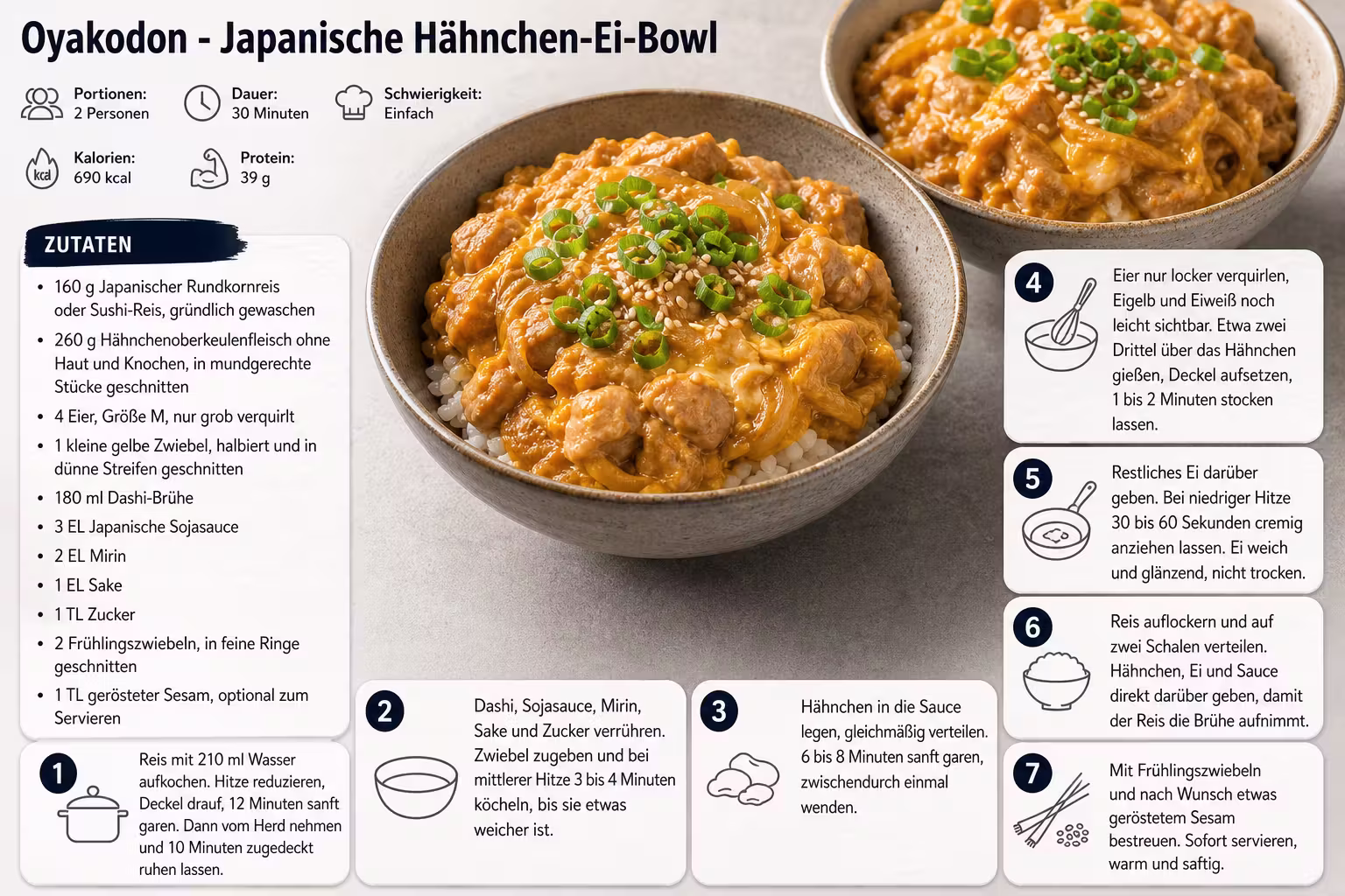 Rezept: Oyakodon - Japanische Hähnchen-Ei-Bowl