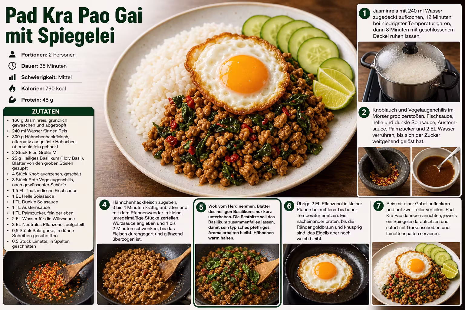 Rezept: Pad Kra Pao Gai mit Spiegelei
