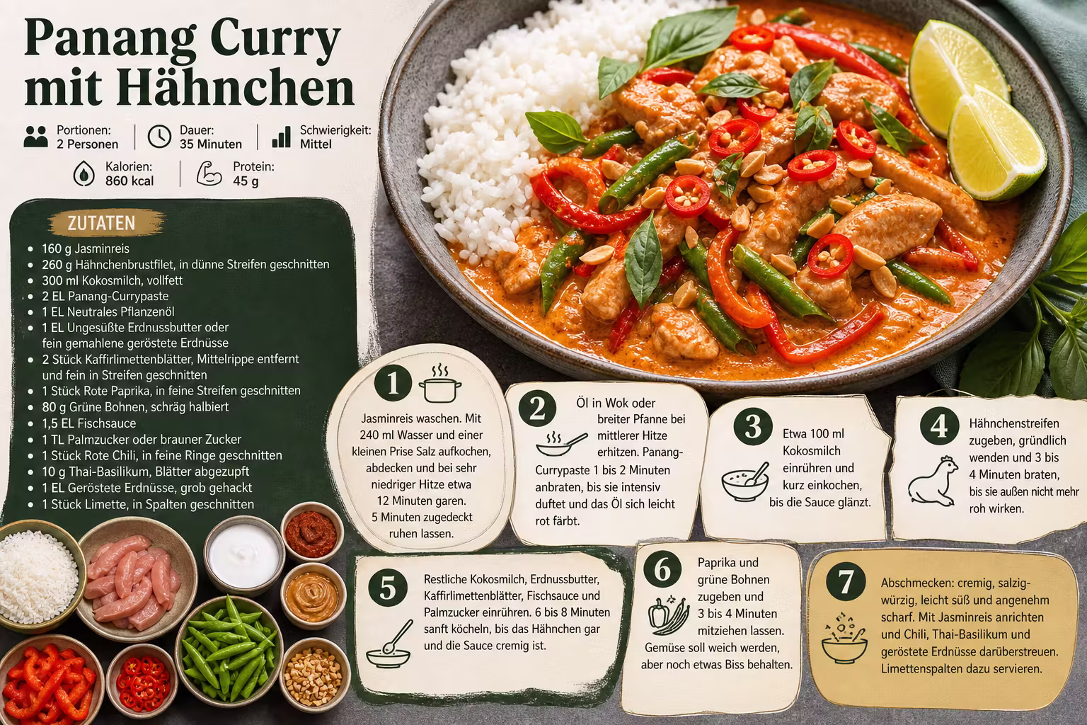 Rezept: Panang Curry mit Hähnchen