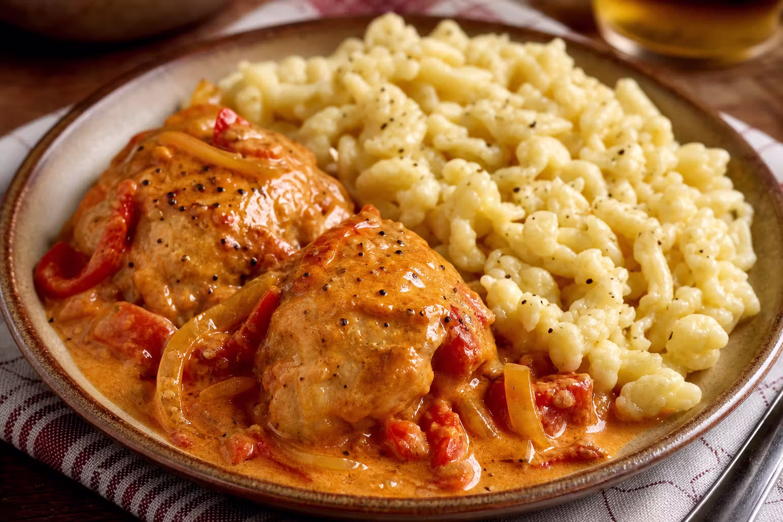 Paprikahähnchen mit Nockerln