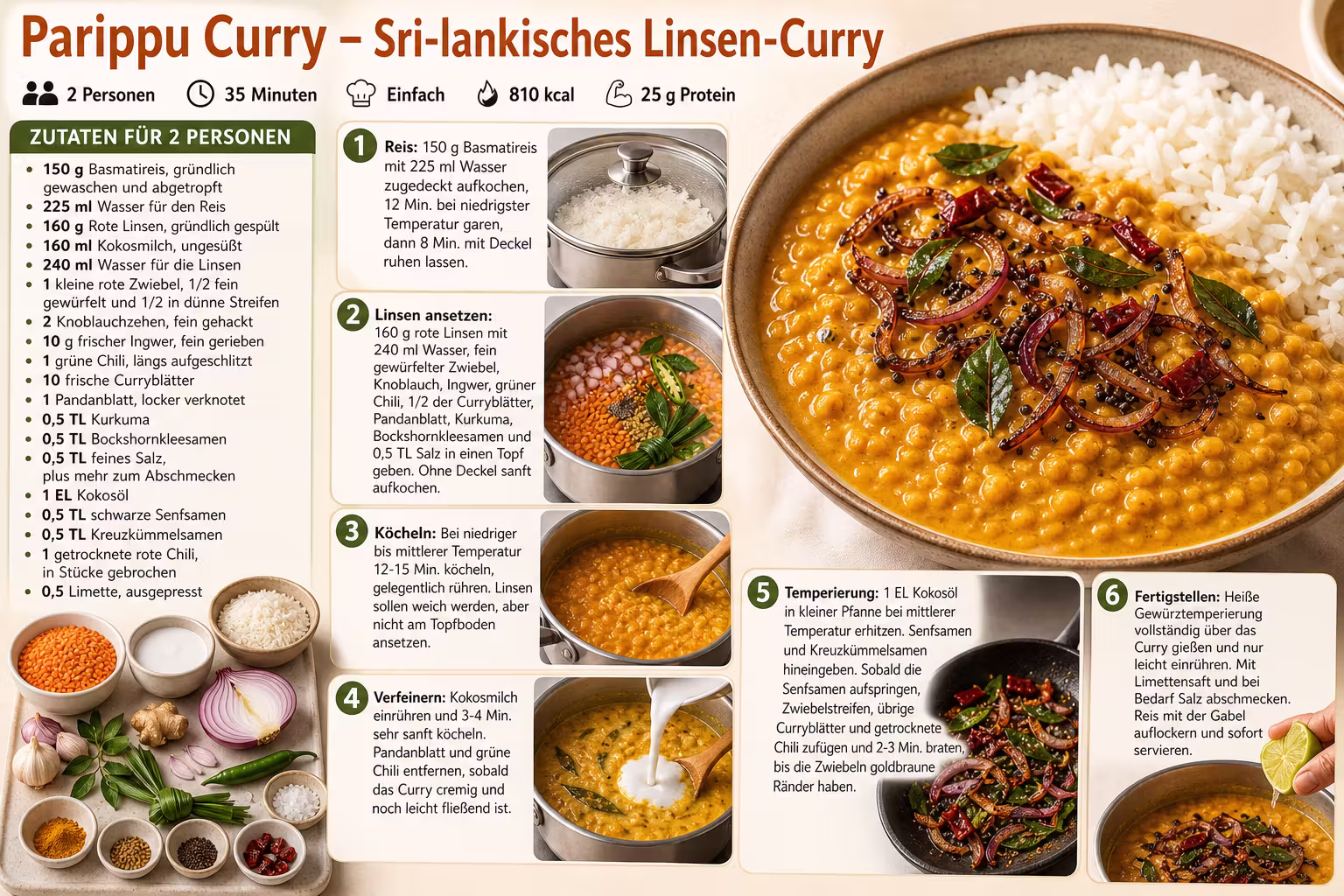 Rezept: Parippu Curry – Sri-lankisches Linsen-Curry