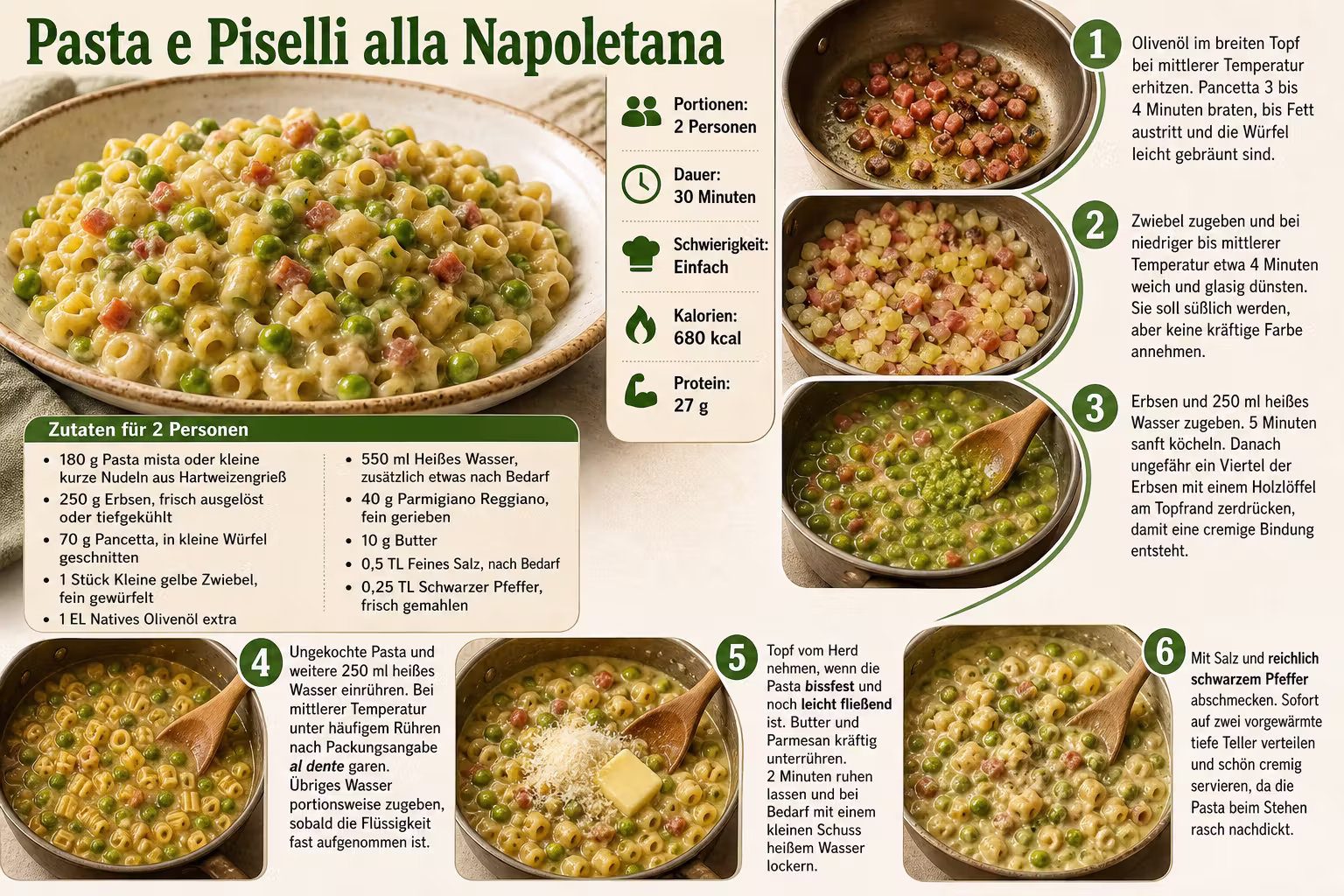 Rezept: Pasta e Piselli alla Napoletana