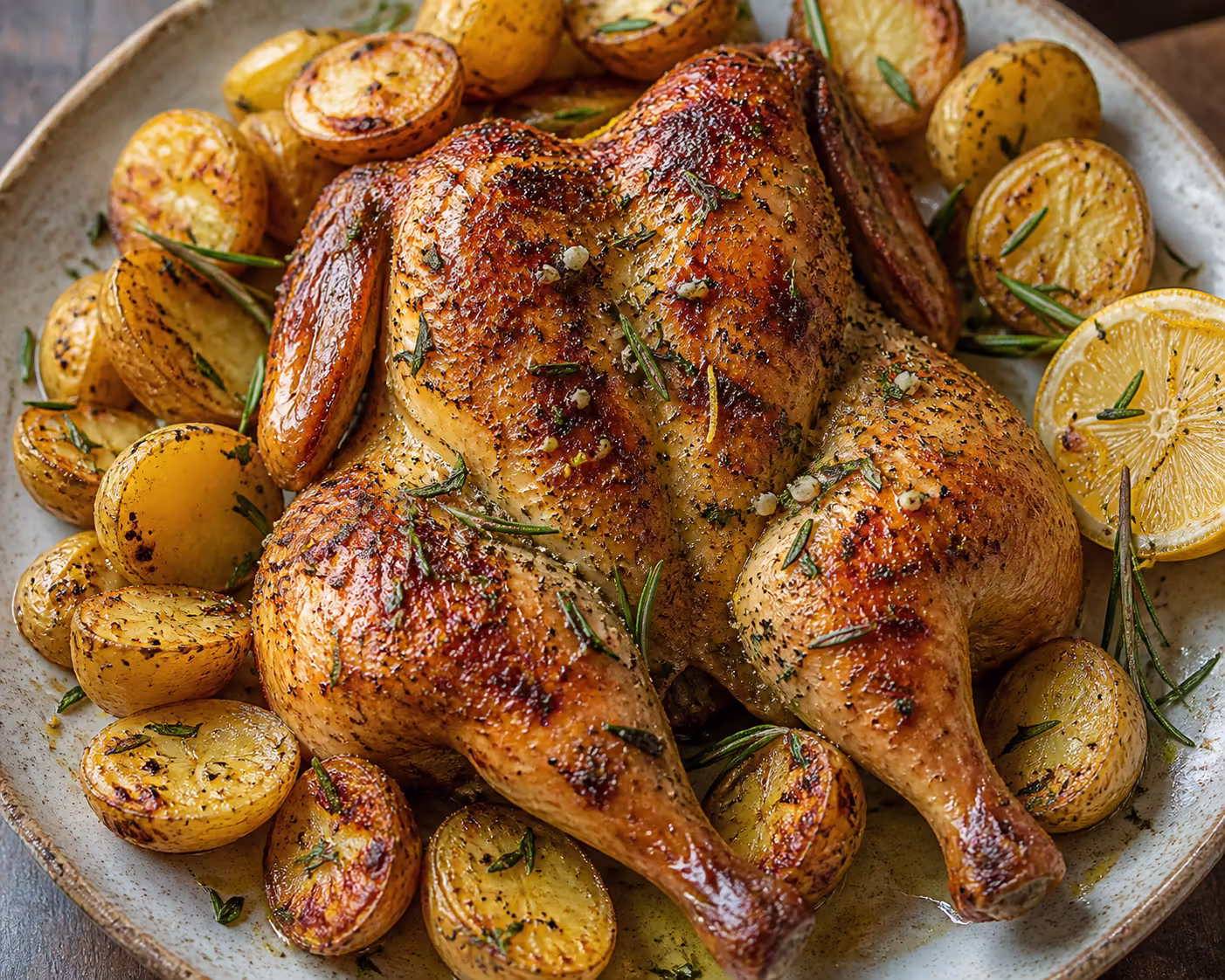 Pollo al Mattone mit Rosmarinkartoffeln