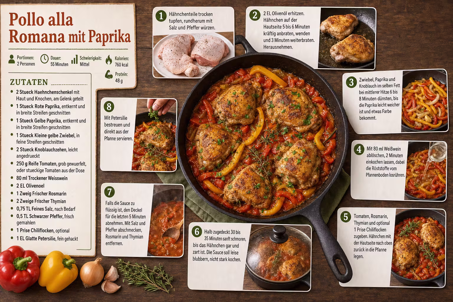 Rezept: Pollo alla Romana mit Paprika