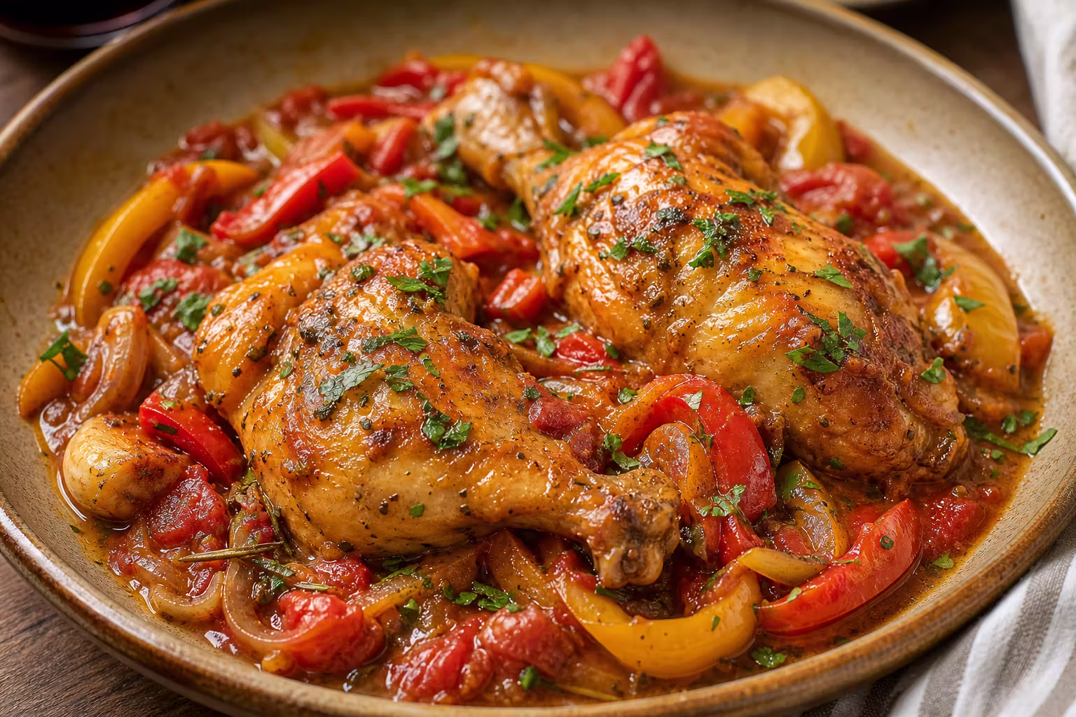 Pollo alla Romana mit Paprika