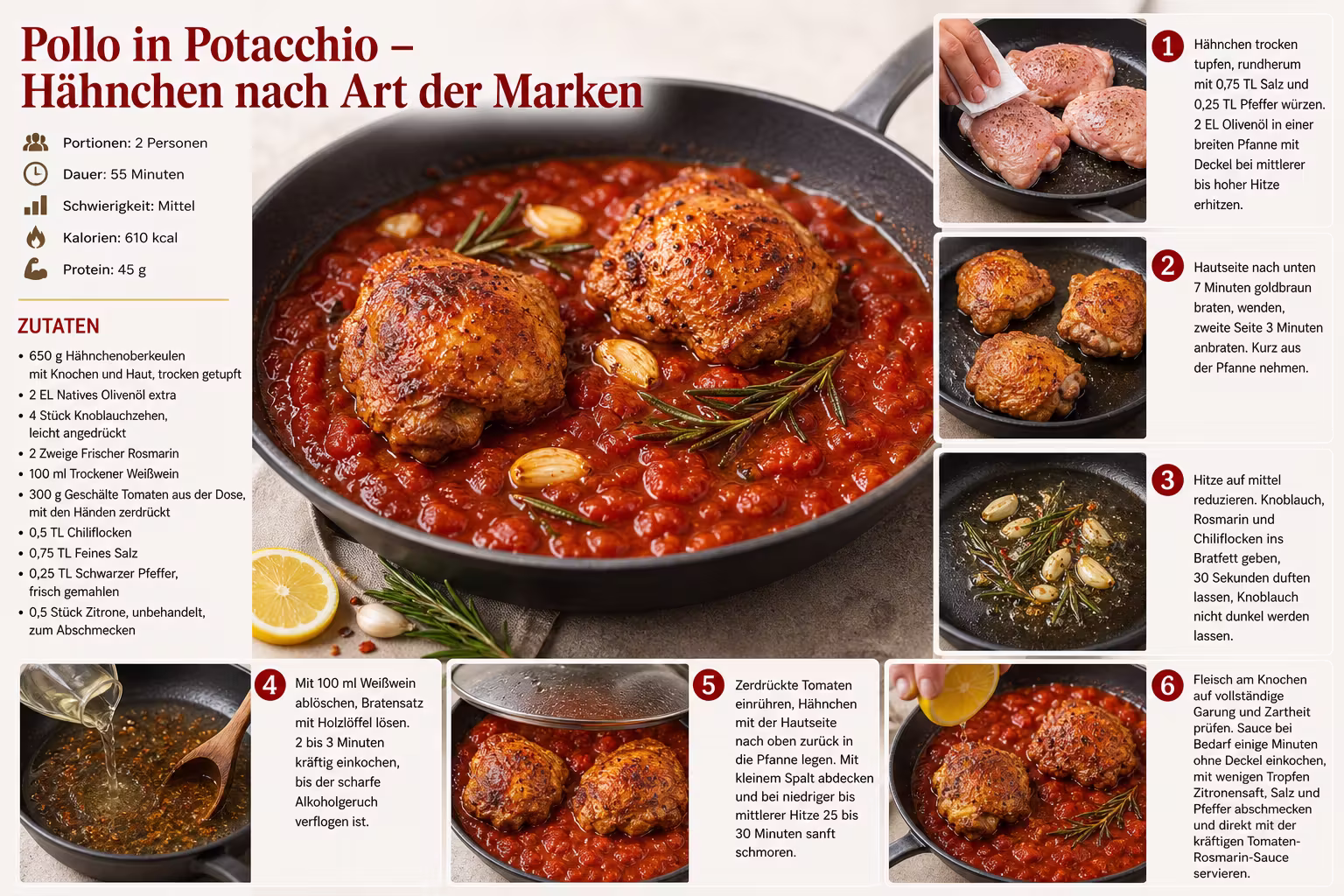 Rezept: Pollo in Potacchio – Hähnchen nach Art der Marken