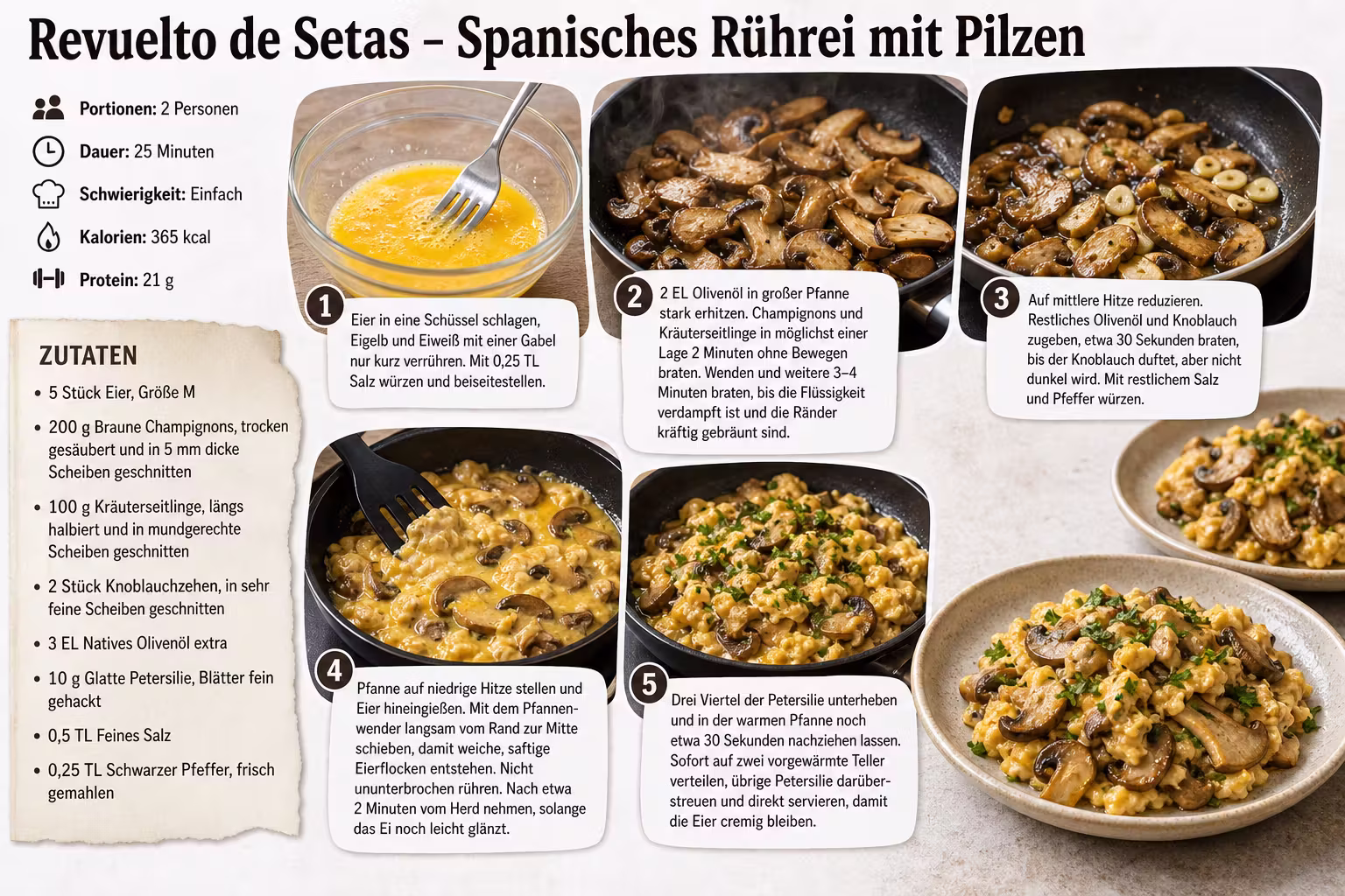 Rezept: Revuelto de Setas – Spanisches Rührei mit Pilzen