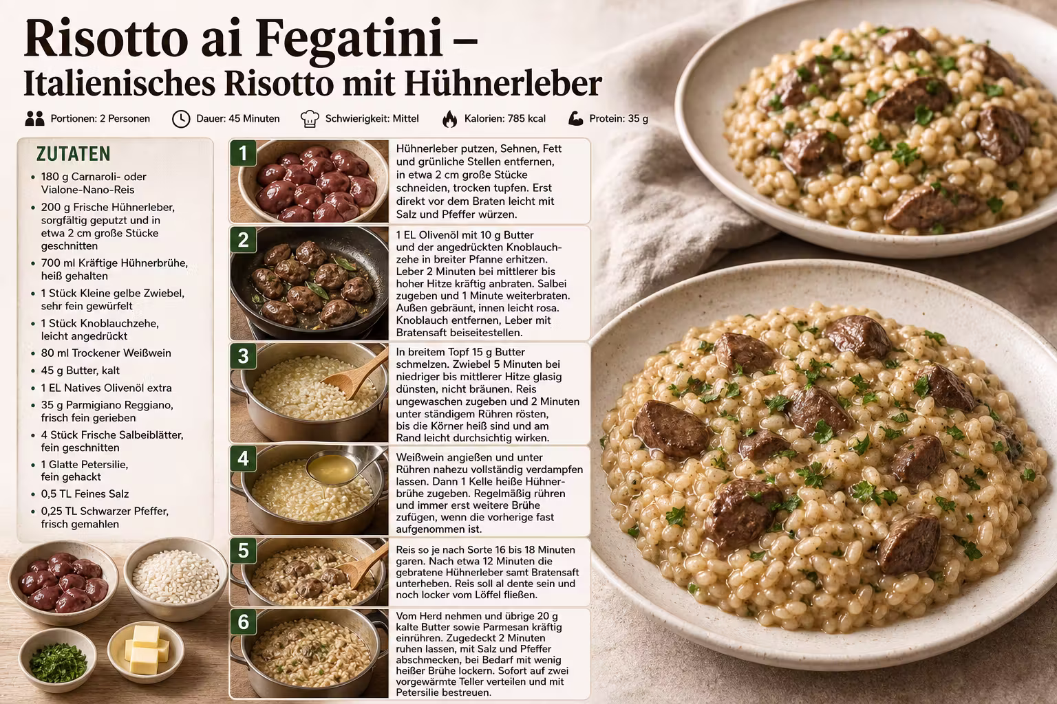 Rezept: Risotto ai Fegatini – Italienisches Risotto mit Hühnerleber