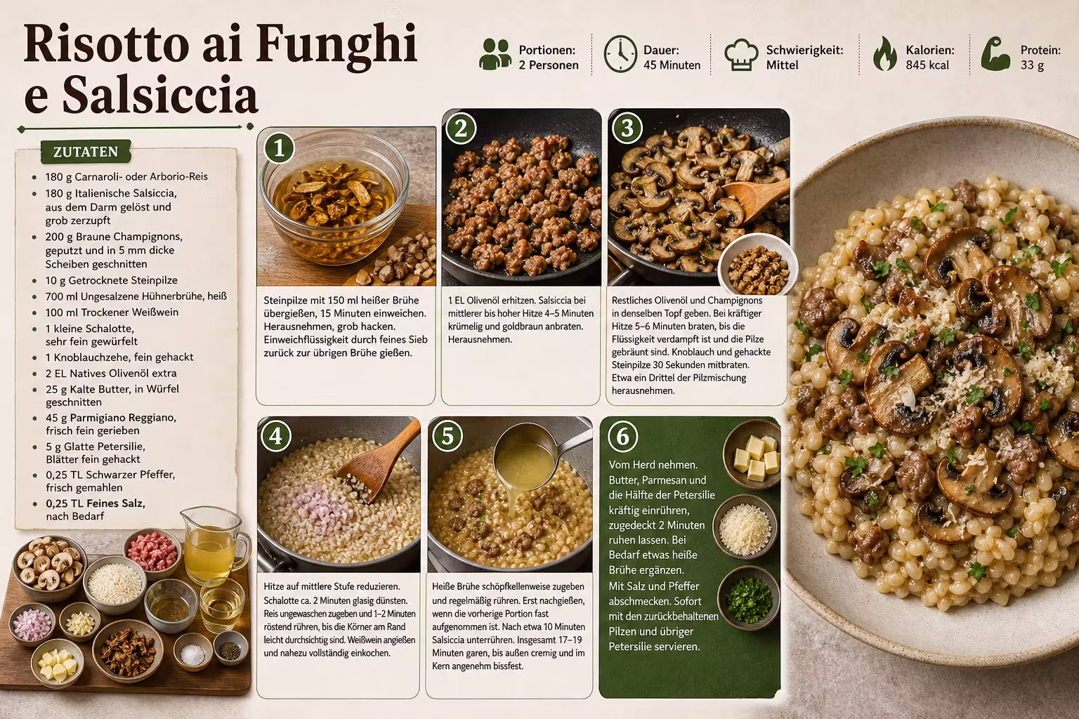 Rezept: Risotto ai Funghi e Salsiccia