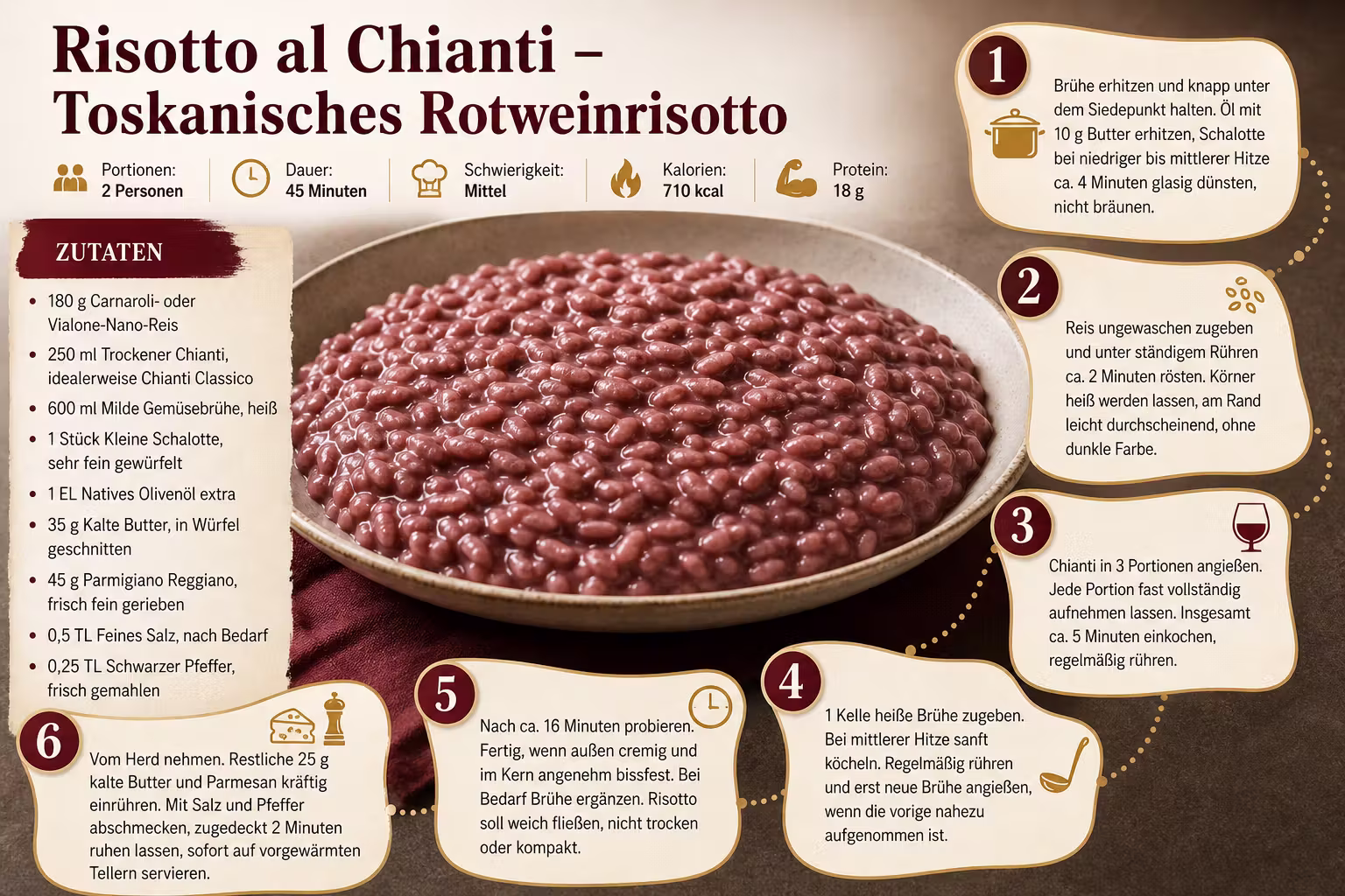 Rezept: Risotto al Chianti – Toskanisches Rotweinrisotto