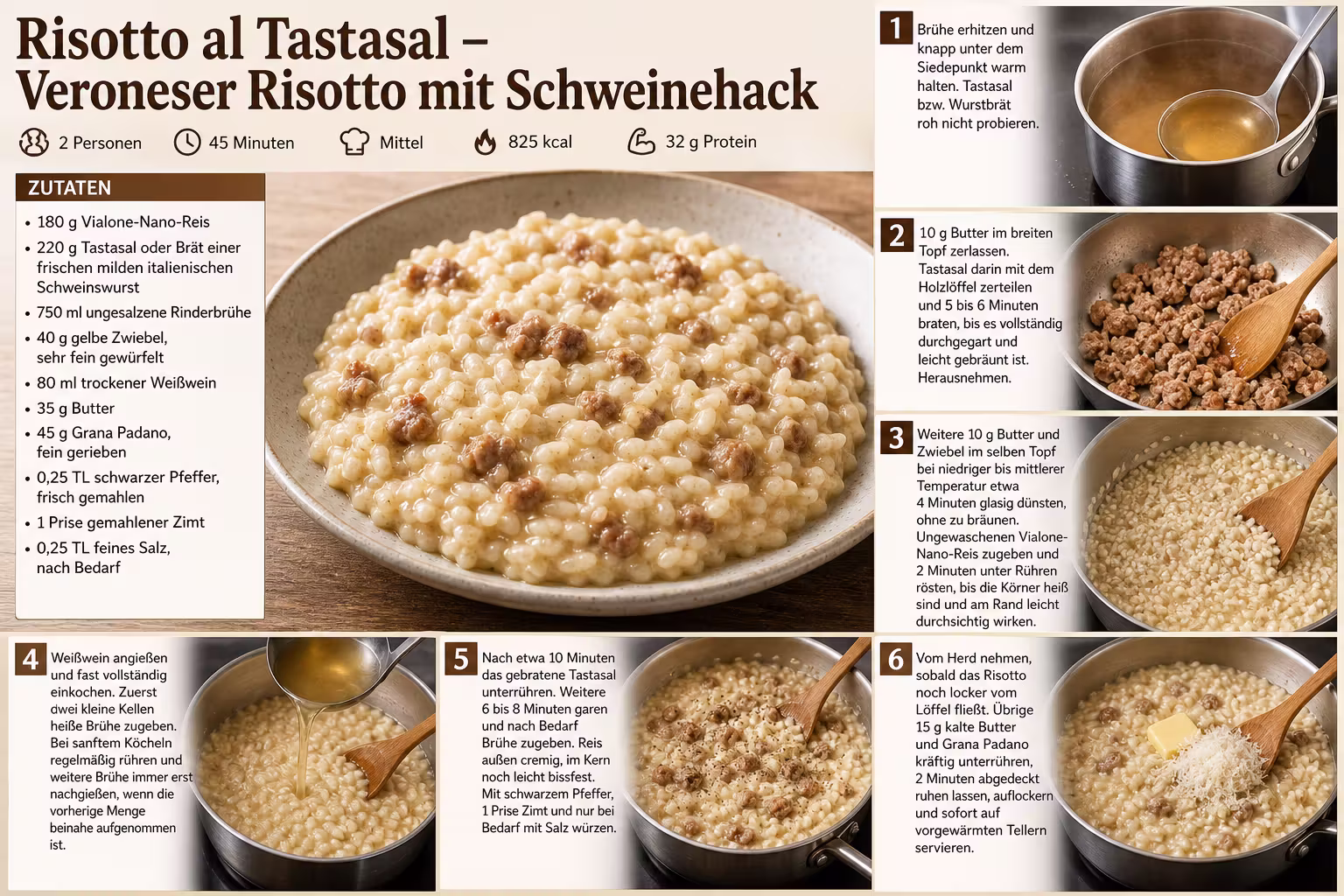 Rezept: Risotto al Tastasal – Veroneser Risotto mit Schweinehack
