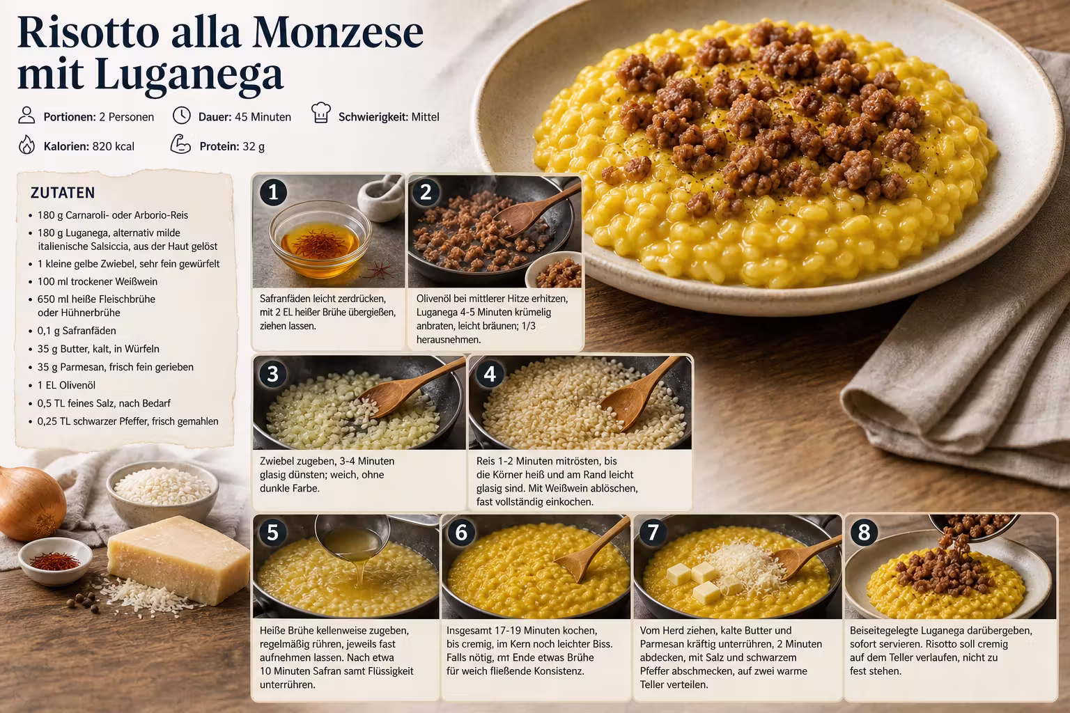 Rezept: Risotto alla Monzese mit Luganega