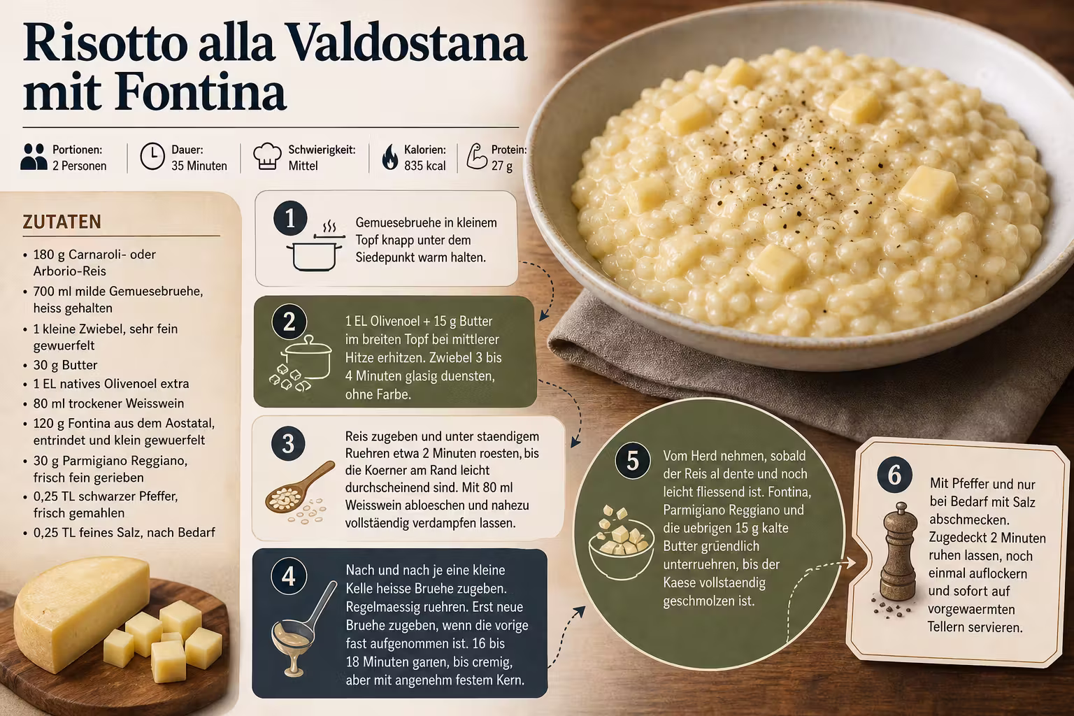 Rezept: Risotto alla Valdostana mit Fontina