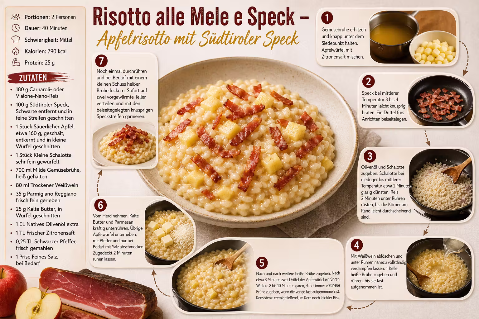 Rezept: Risotto alle Mele e Speck – Apfelrisotto mit Südtiroler Speck