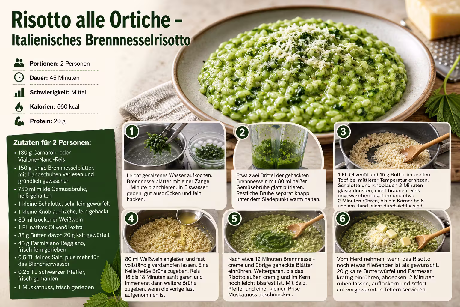 Rezept: Risotto alle Ortiche – Italienisches Brennnesselrisotto
