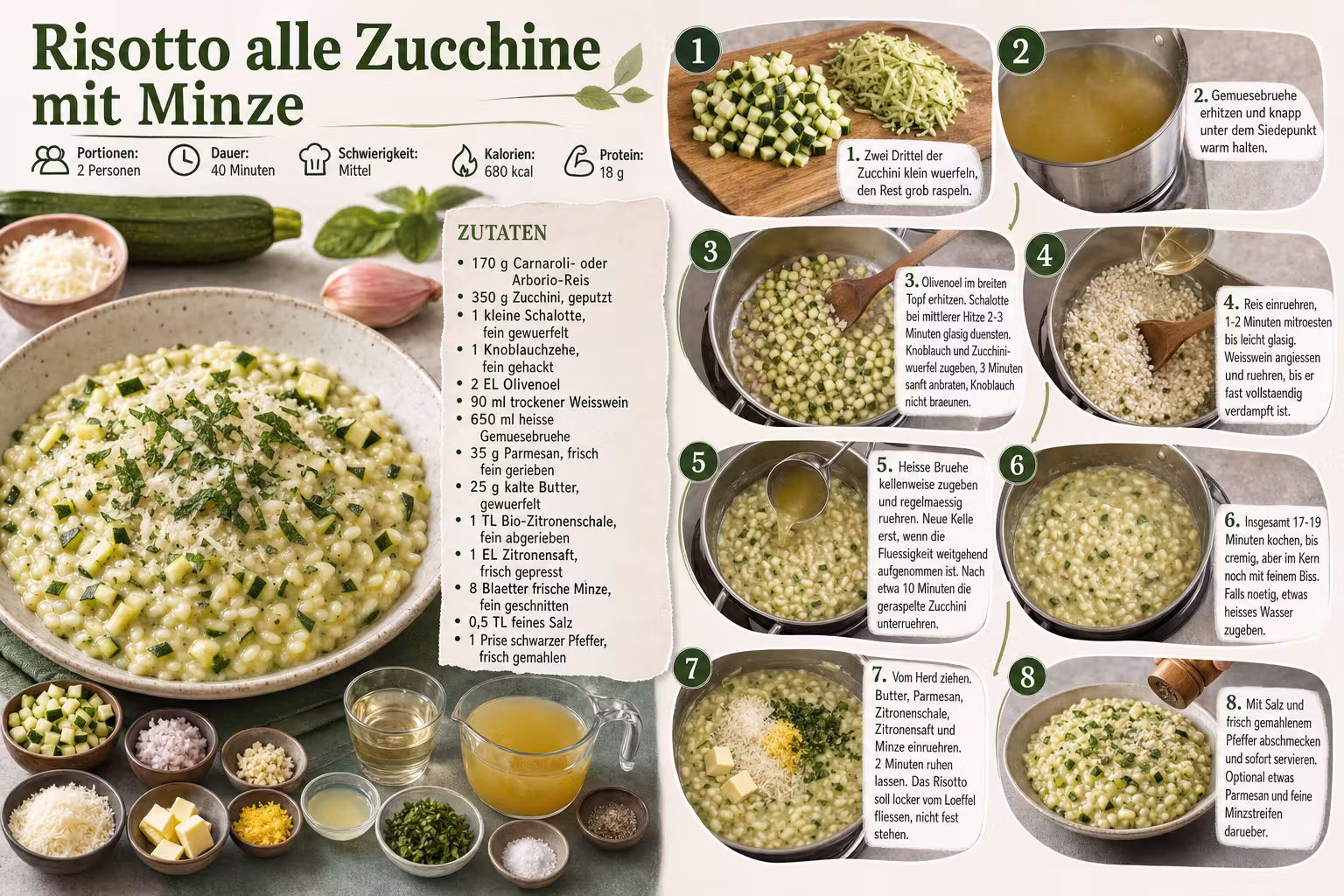 Rezept: Risotto alle Zucchine mit Minze