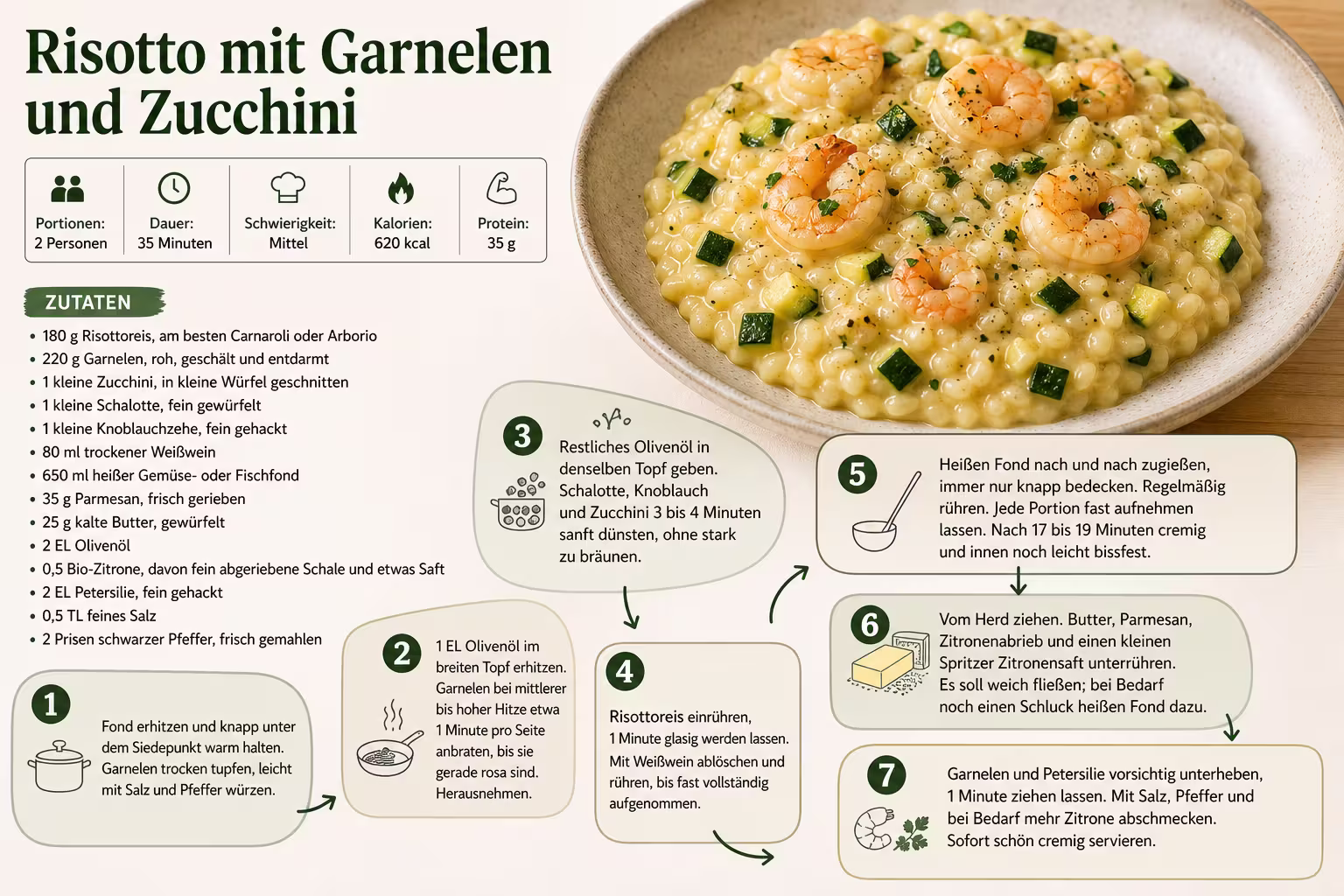 Rezept: Risotto mit Garnelen und Zucchini
