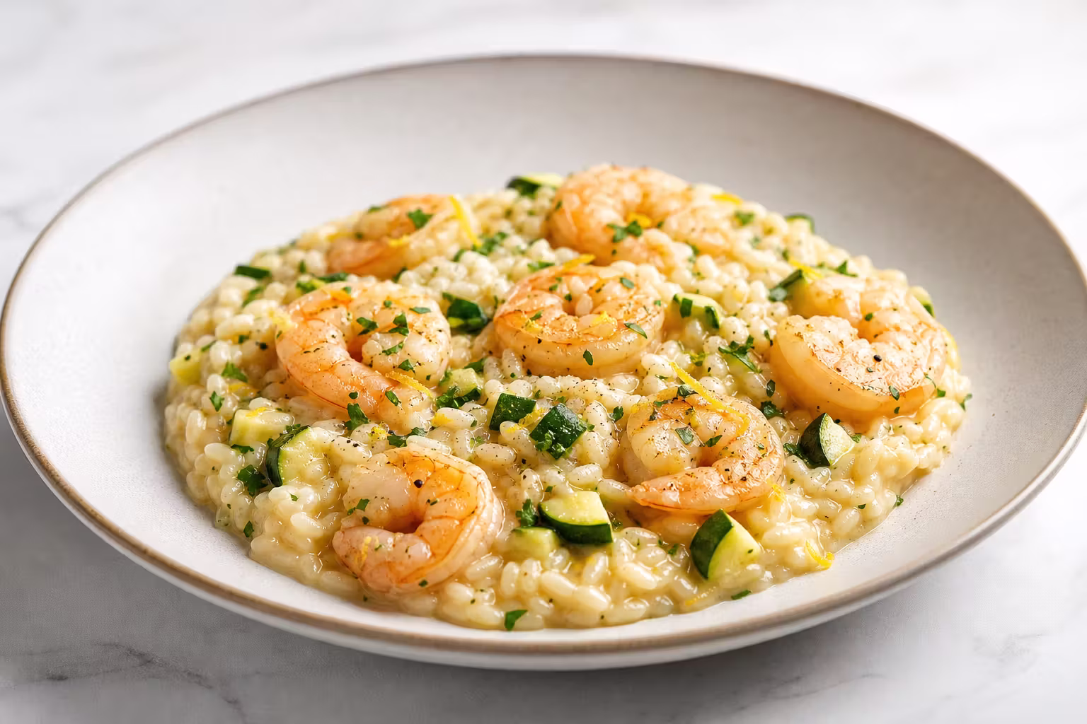Risotto mit Garnelen und Zucchini