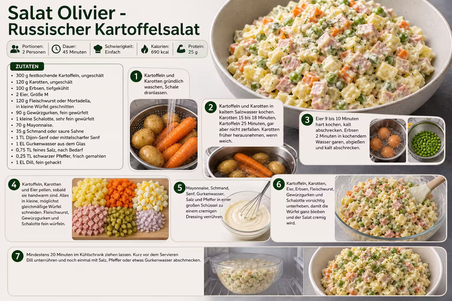 Rezept: Salat Olivier - Russischer Kartoffelsalat