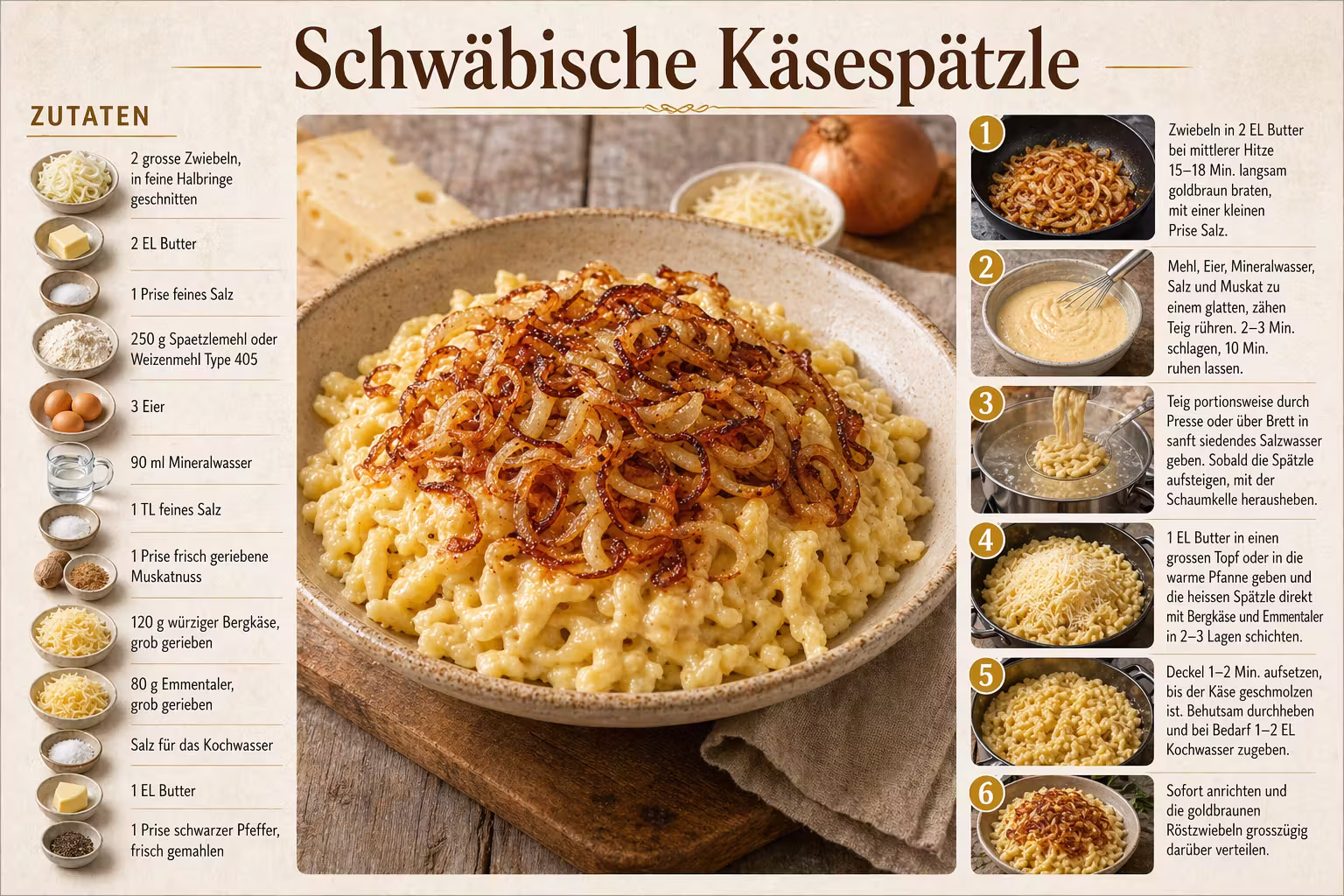 Rezept: Schwäbische Käsespätzle
