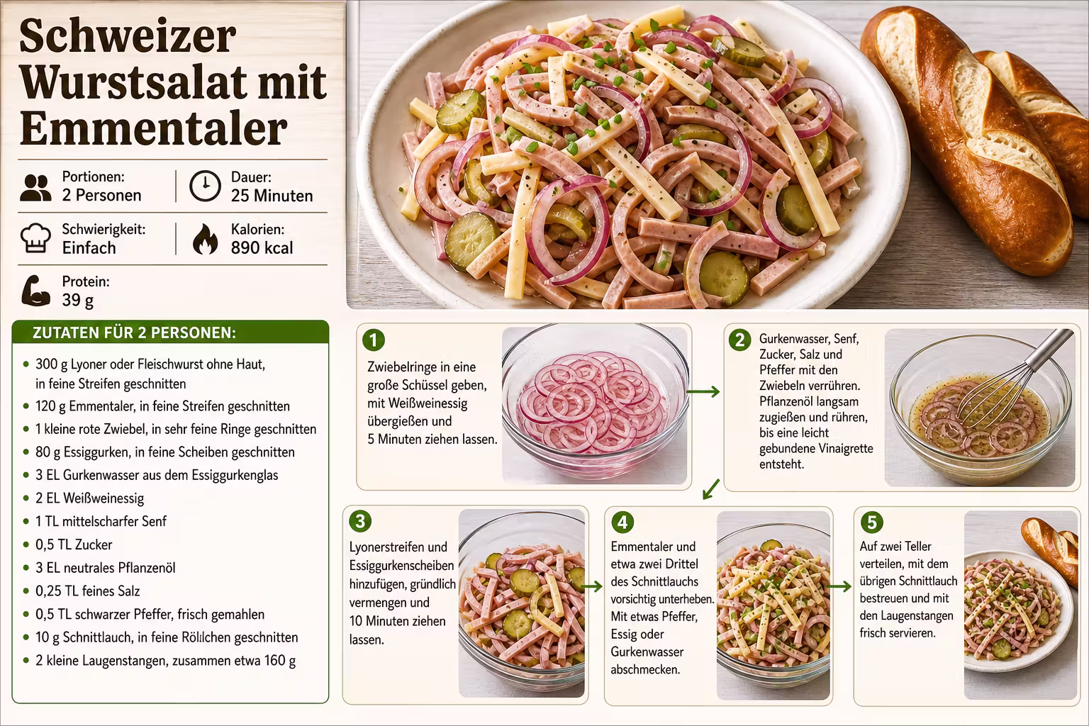 Rezept: Schweizer Wurstsalat mit Emmentaler