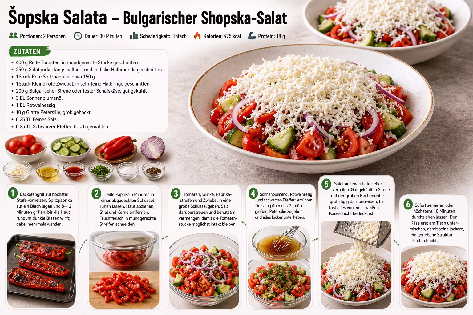 Rezept: Šopska Salata – Bulgarischer Shopska-Salat