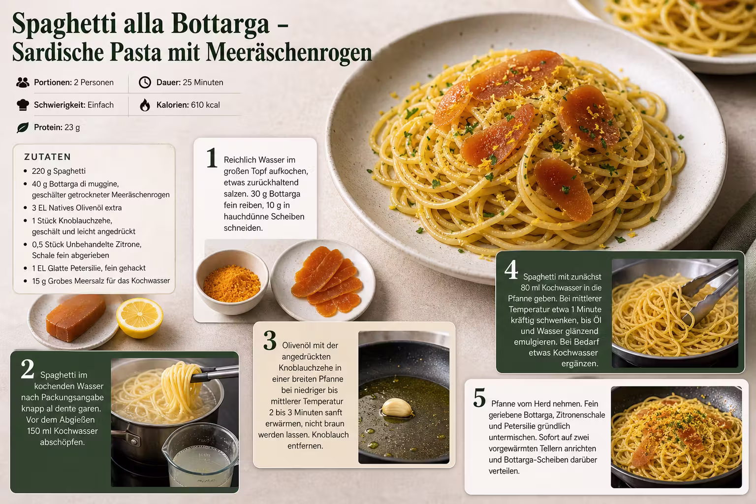 Rezept: Spaghetti alla Bottarga – Sardische Pasta mit Meeräschenrogen