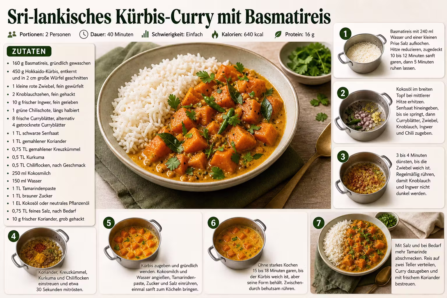 Rezept: Sri-lankisches Kürbis-Curry mit Basmatireis