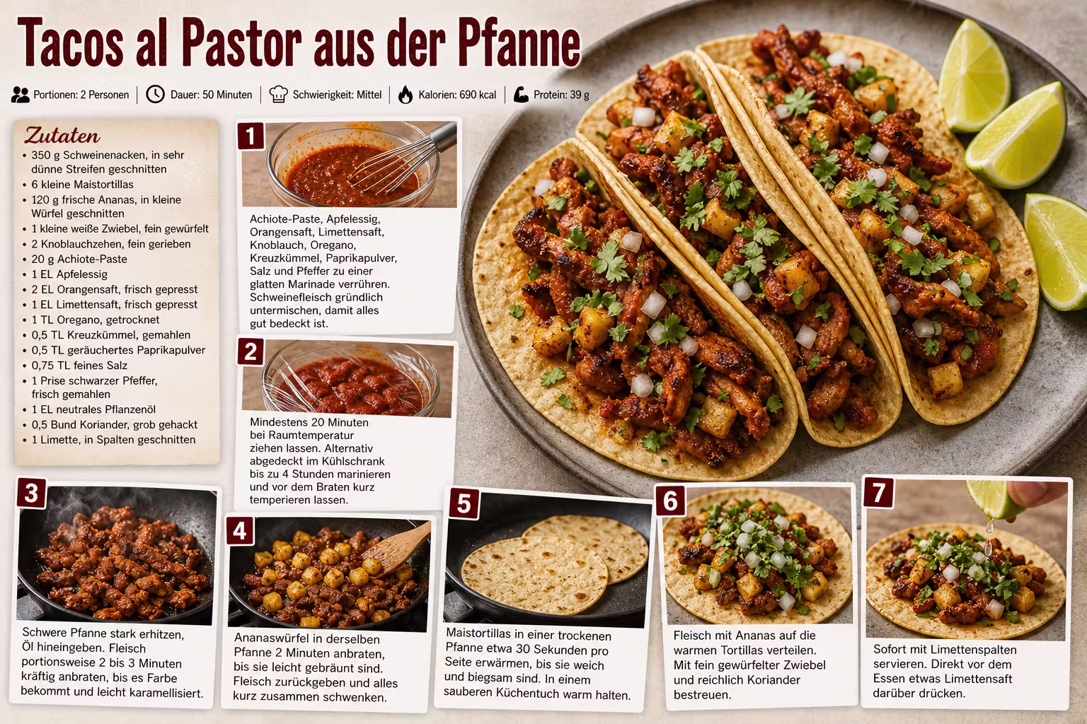 Rezept: Tacos al Pastor aus der Pfanne