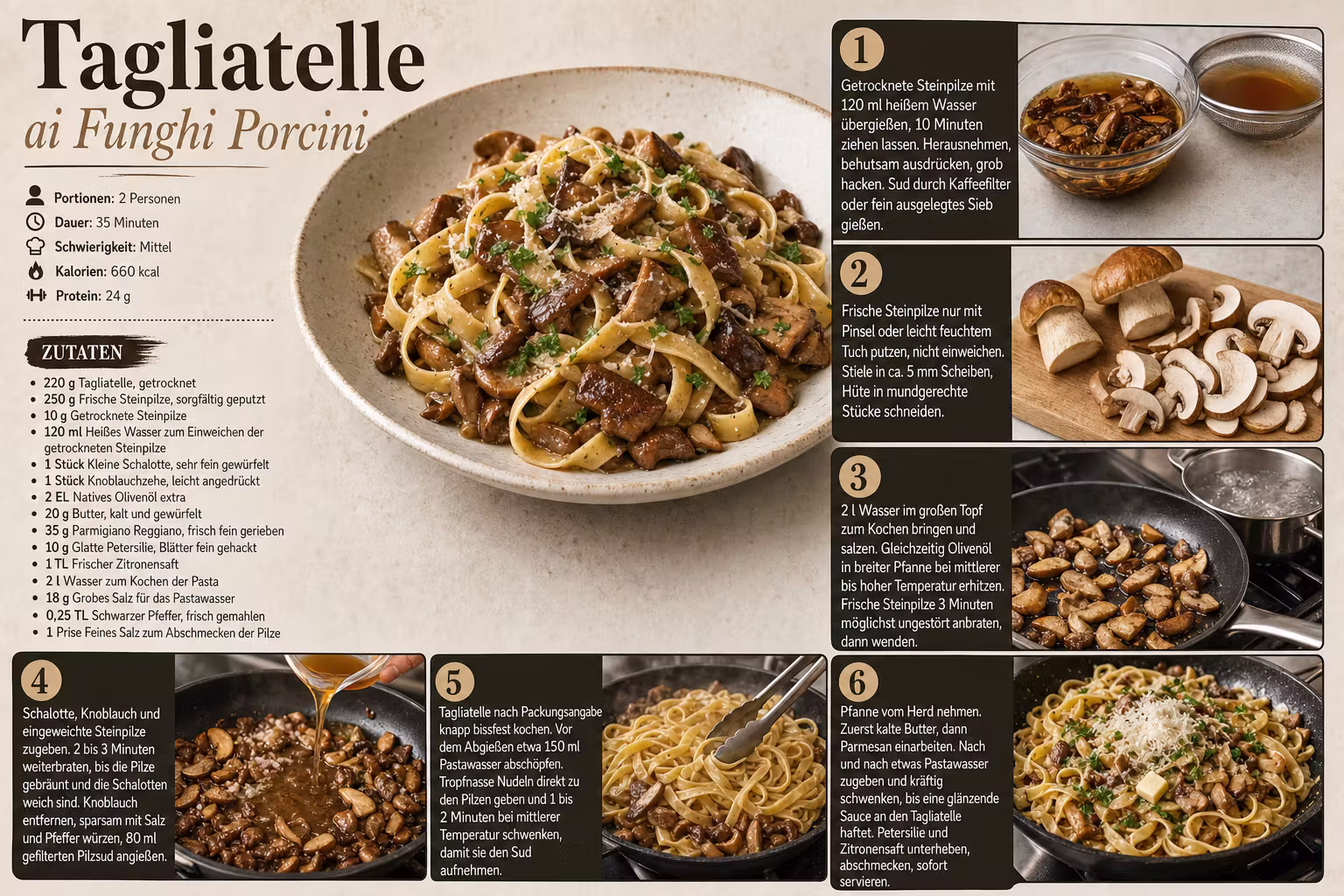 Rezept: Tagliatelle ai Funghi Porcini