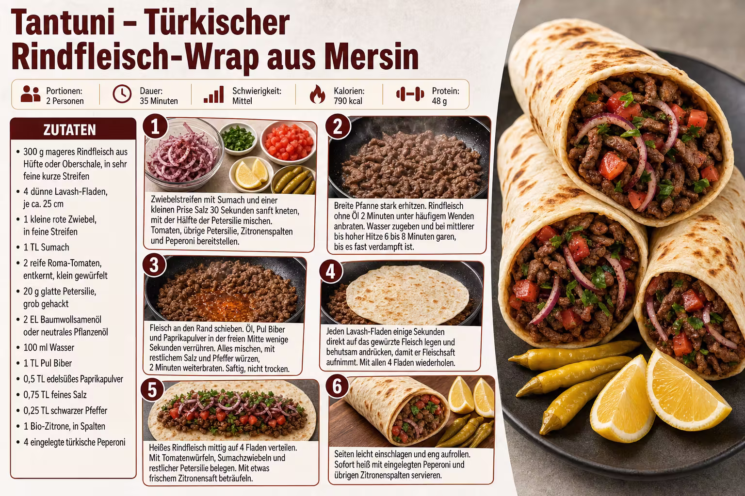 Rezept: Tantuni – Türkischer Rindfleisch-Wrap aus Mersin