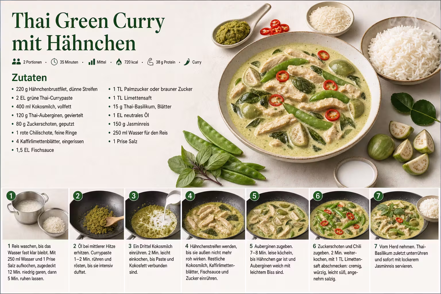 Rezept: Thai Green Curry mit Hähnchen