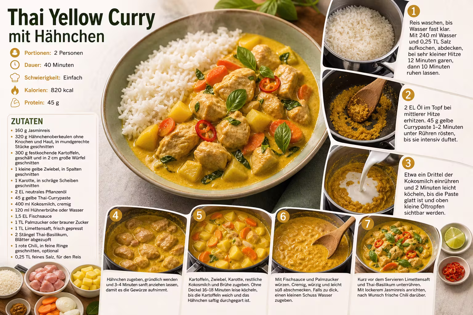 Rezept: Thai Yellow Curry mit Hähnchen