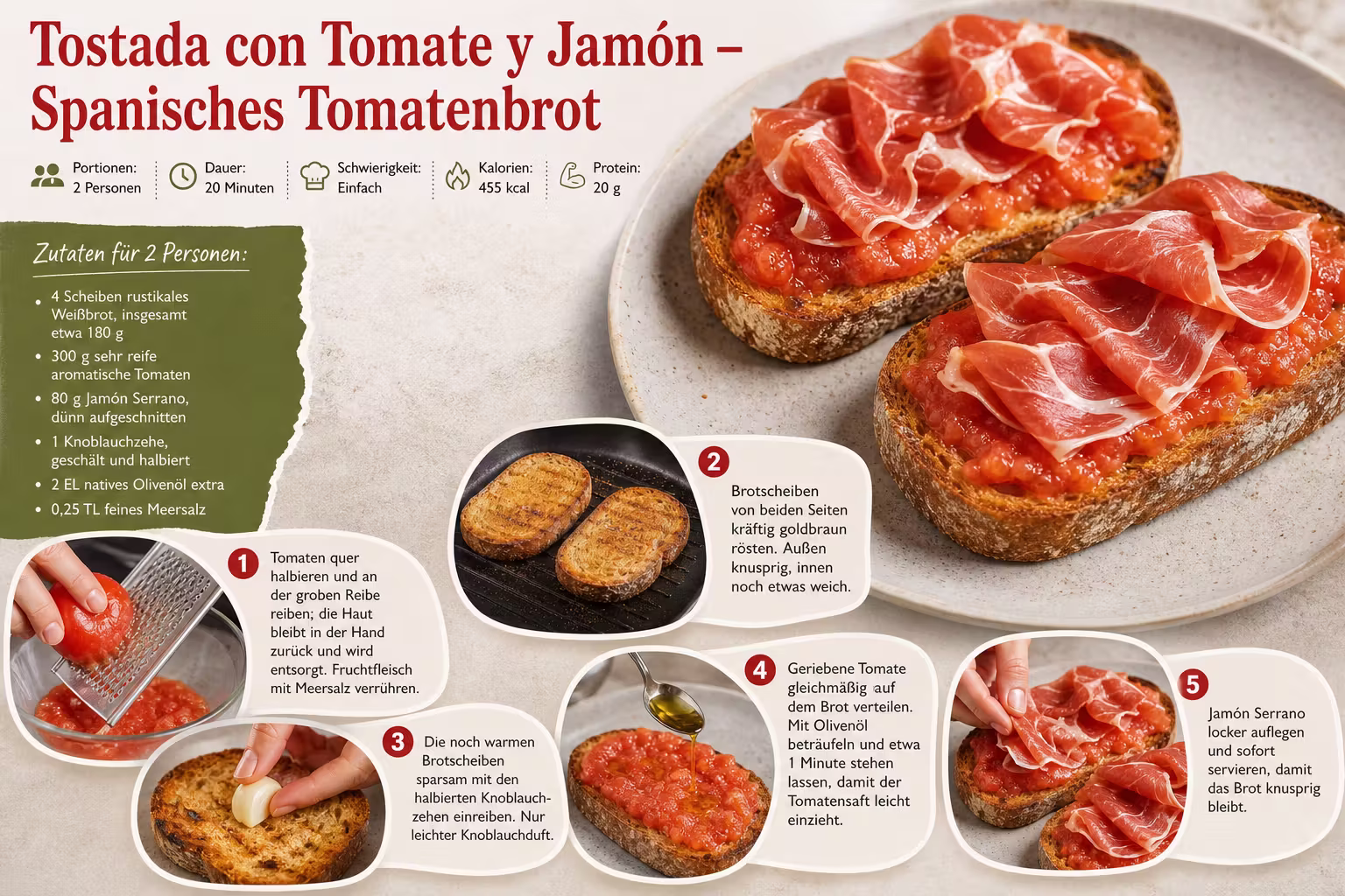 Rezept: Tostada con Tomate y Jamón – Spanisches Tomatenbrot