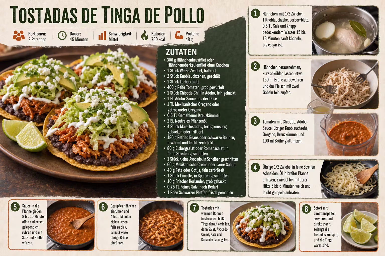Rezept: Tostadas de Tinga de Pollo