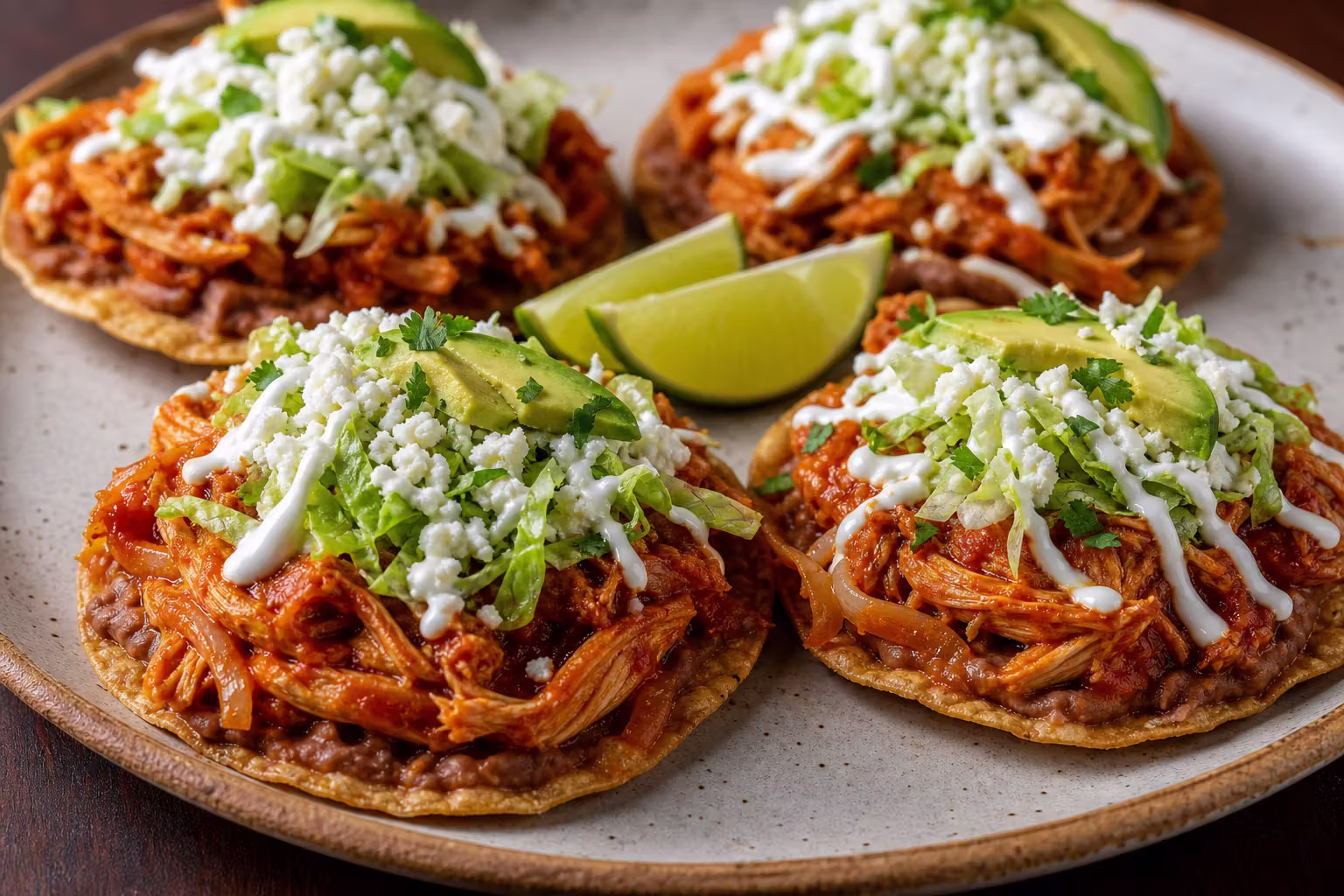 Tostadas de Tinga de Pollo